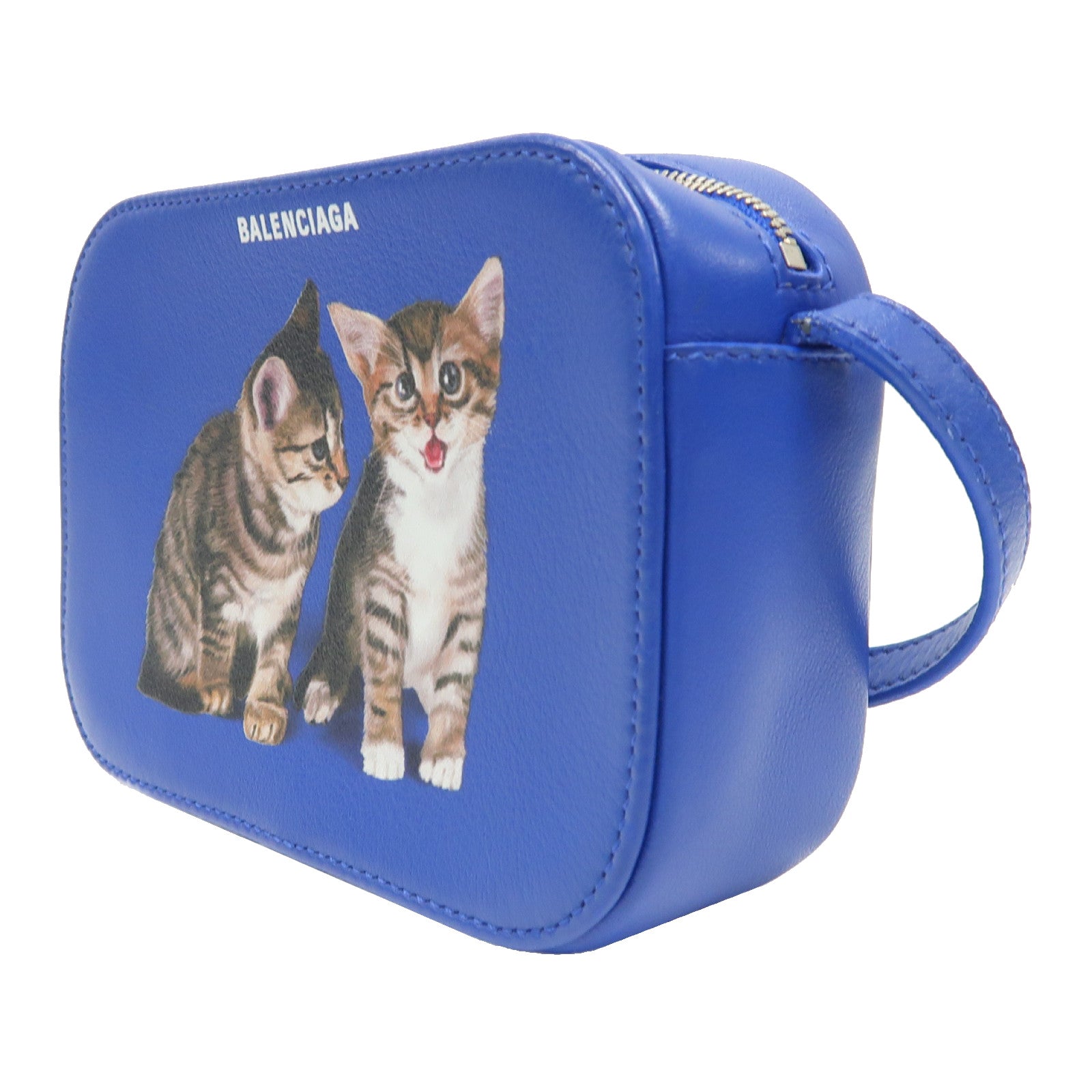 BALENCIAGA 牛皮皮革EVERYDAY Camera Bag XS銀扣肩背袋藍色