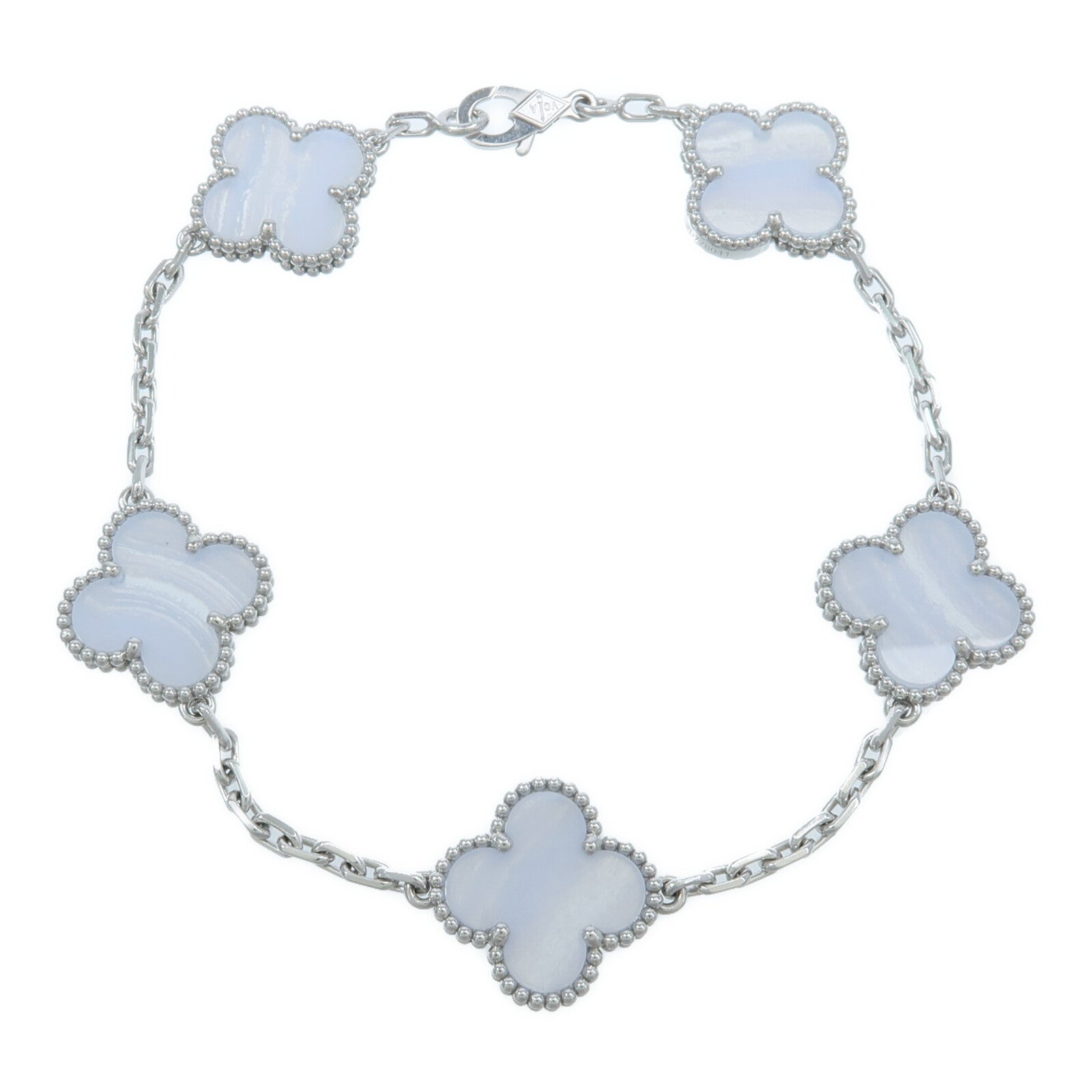 Van Cleef & Arpels 18K白金Vintage Alhambra Bracelet玉髓手鏈