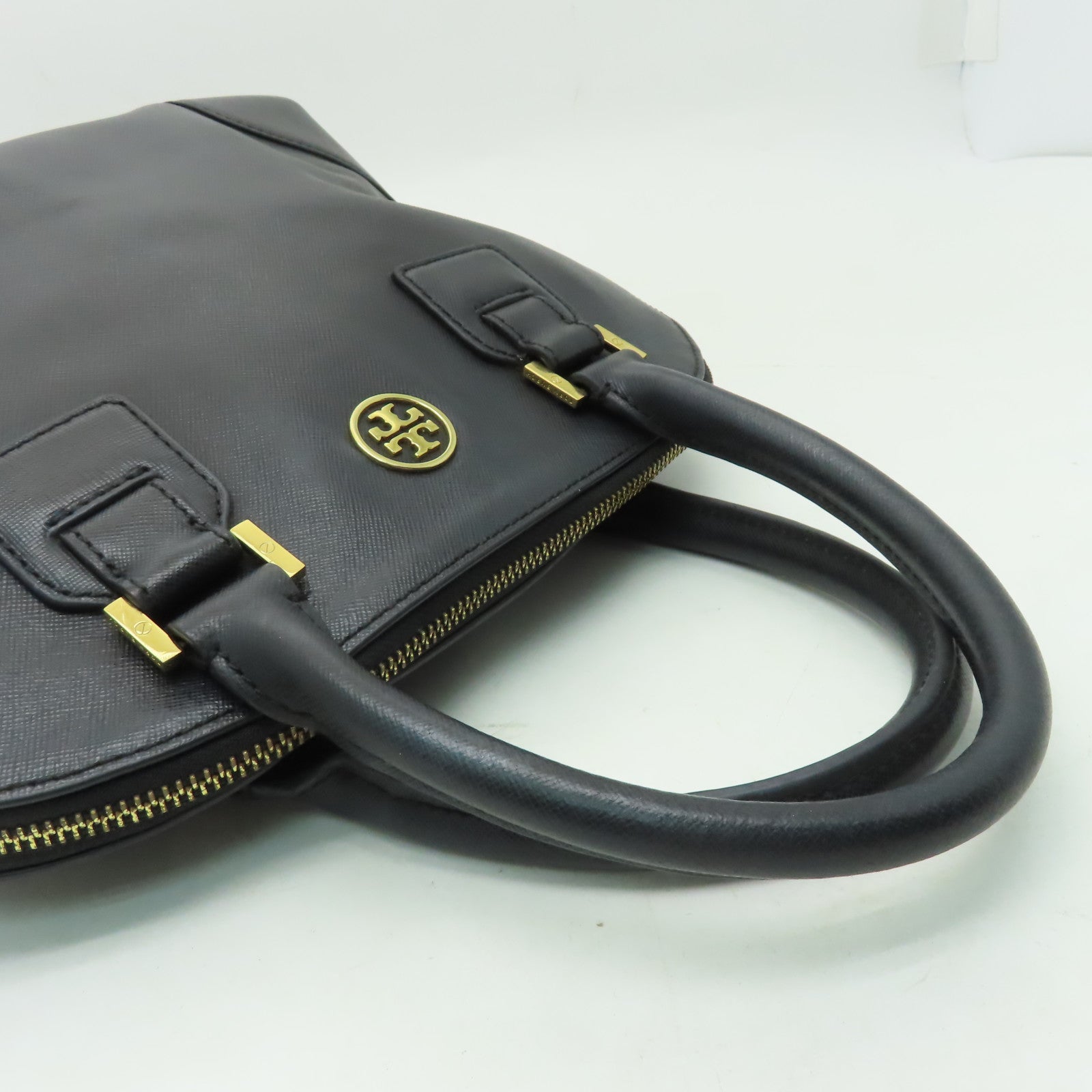 Tory Burch 【激減優惠】牛皮皮革Hand Bag金扣手挽袋黑色