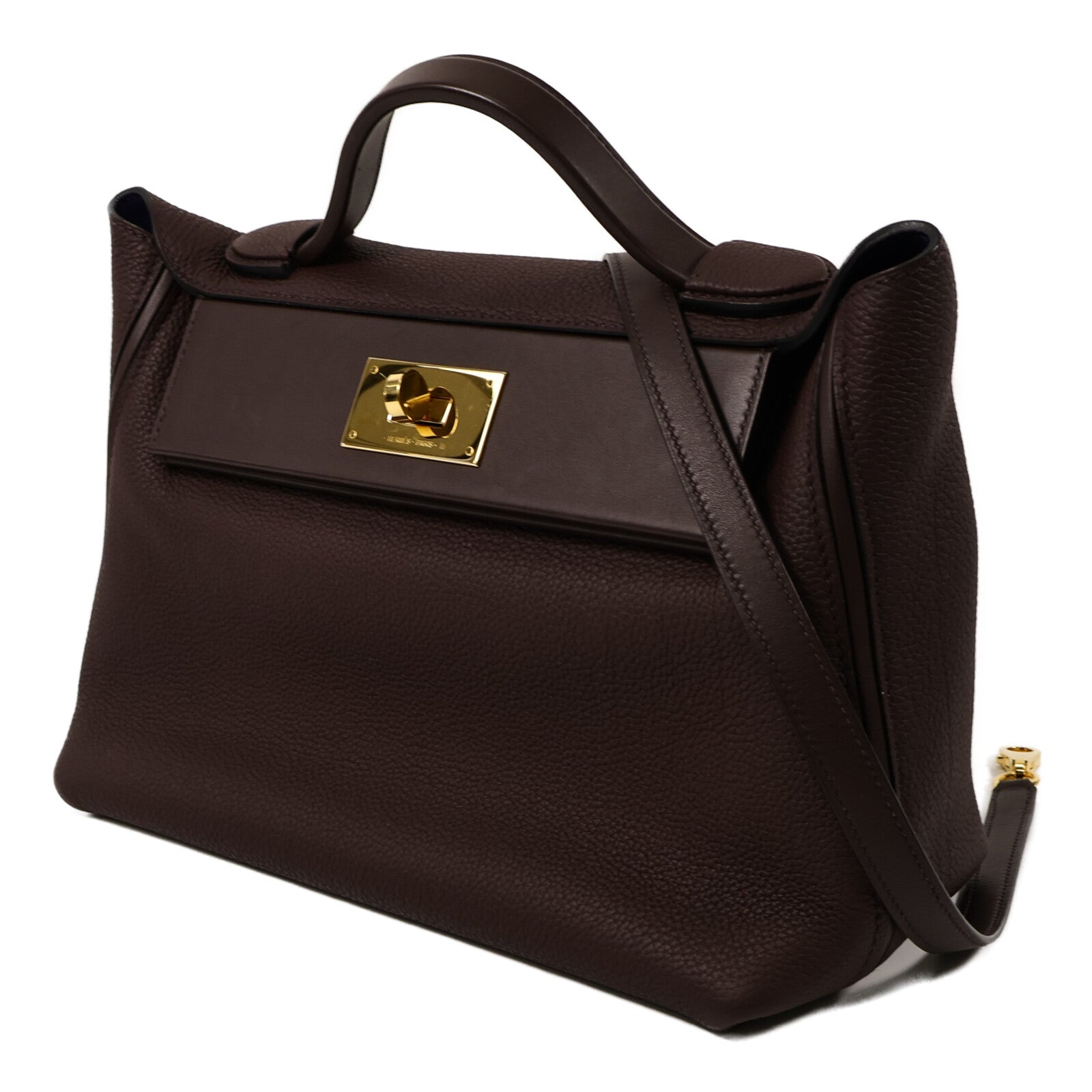 HERMES Clemence皮革24/24 29cm手挽肩背兩用袋Cassis/Bleu Saphir