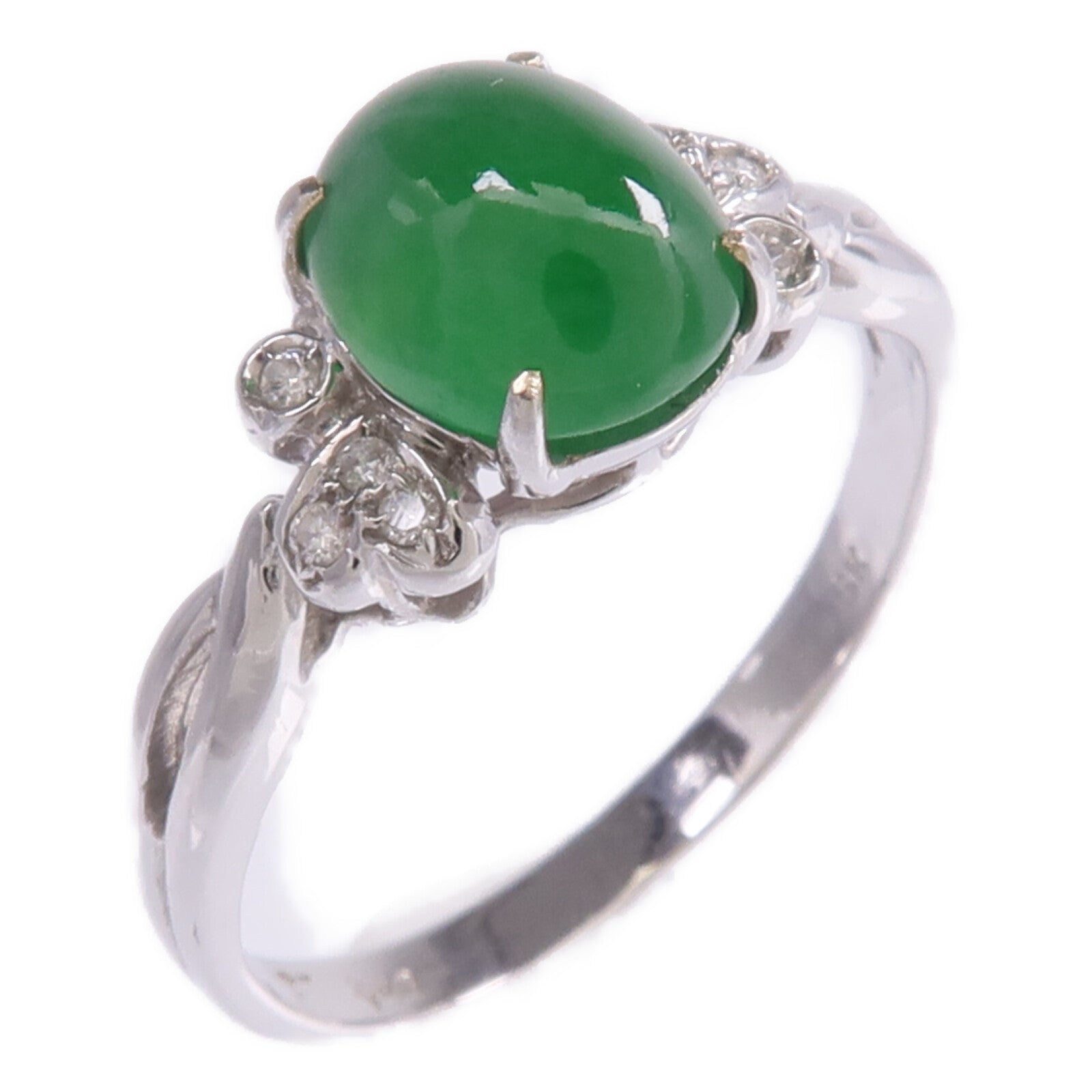 JEWELRY 【激減優惠】18K白金Jade Diamond Ring翡翠/鑽石戒指US#6.5