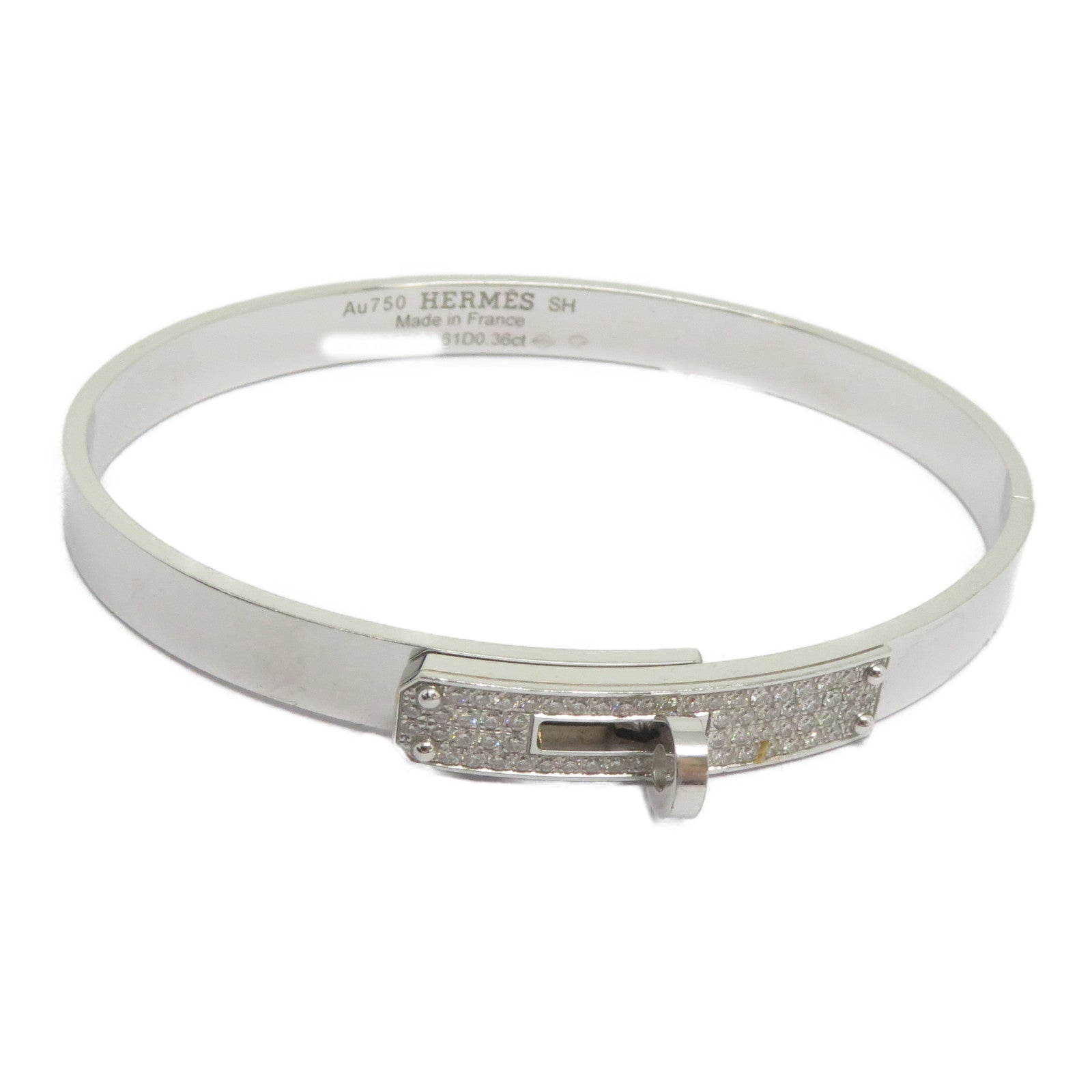 HERMES 18K白金Kelly Diamond Bracelet/Bangle 0.36ct鑽石手鐲