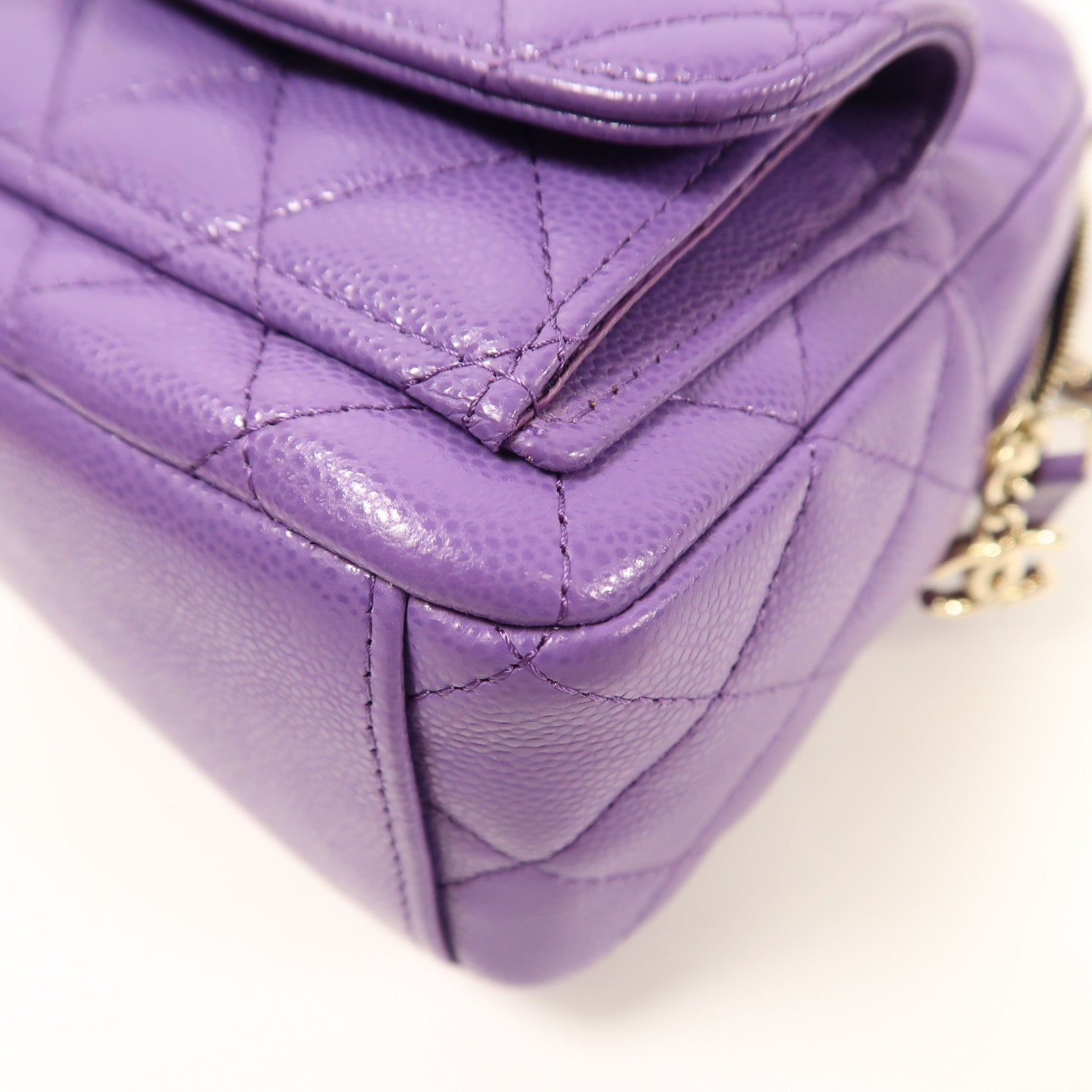 CHANEL 牛皮皮革Rucksack金扣鏈帶背包