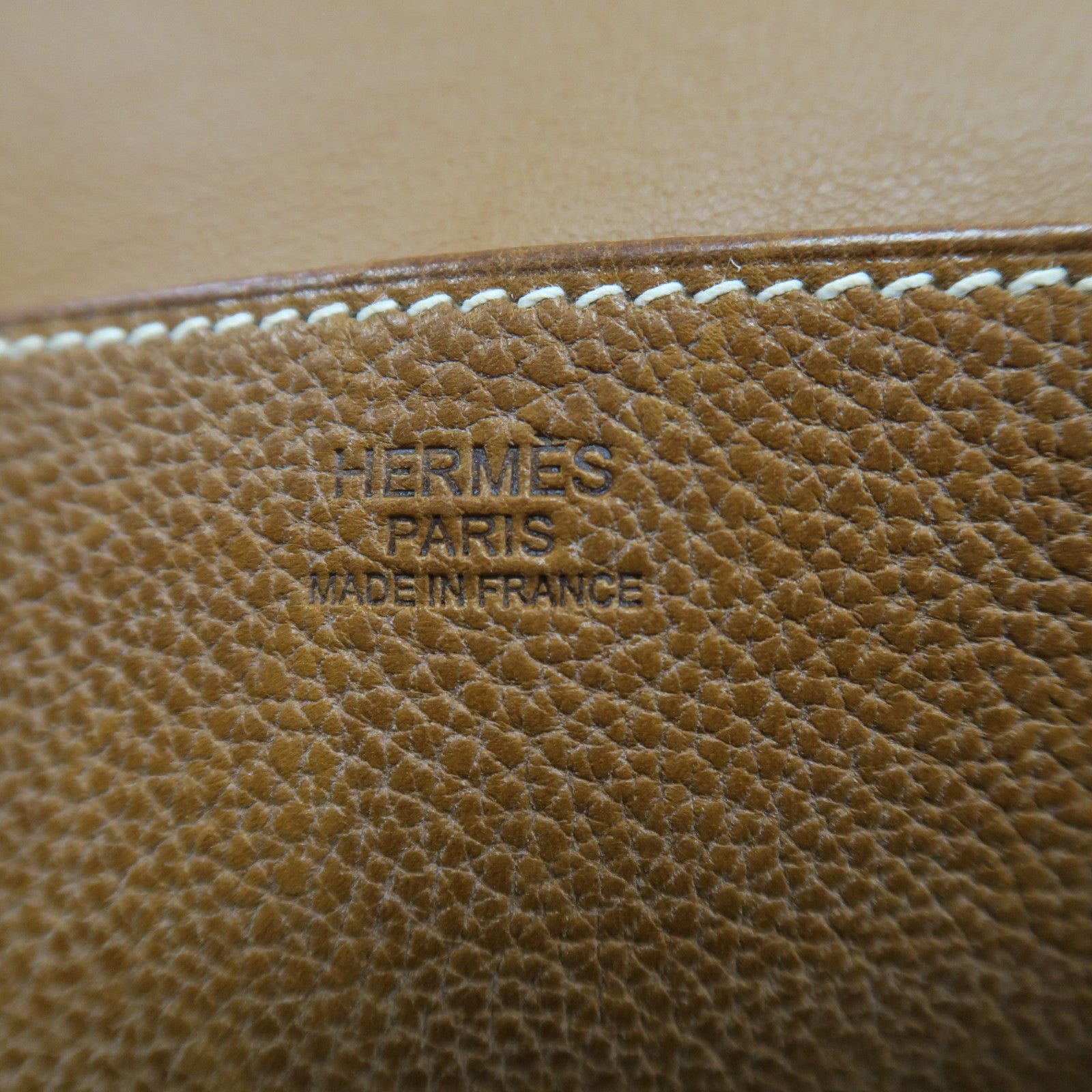 HERMES Barenia皮革Halzan 25金扣手挽肩背兩用袋馬鞍皮駝色