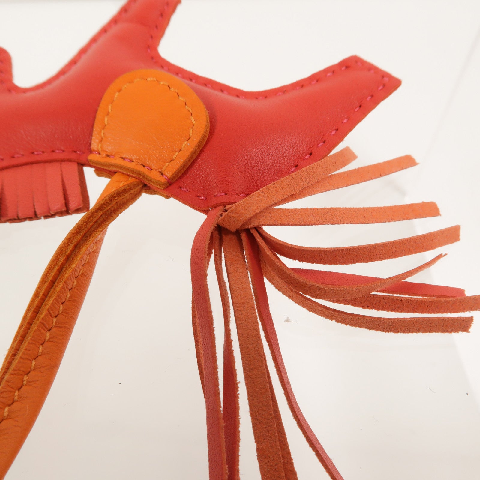 HERMES Milo/Swift皮革Rodeo PM掛飾Rouge Casaque/Orange