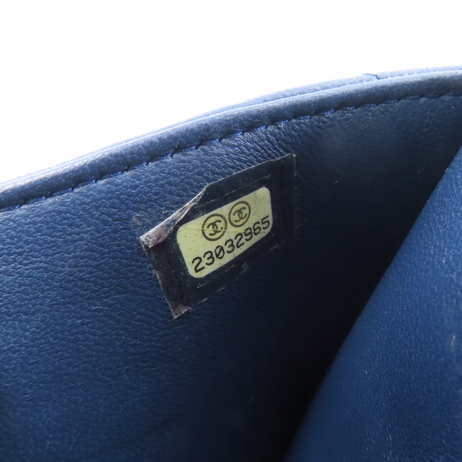 CHANEL 菱格羊皮皮革Clutch Bag銀扣手拿包藍色