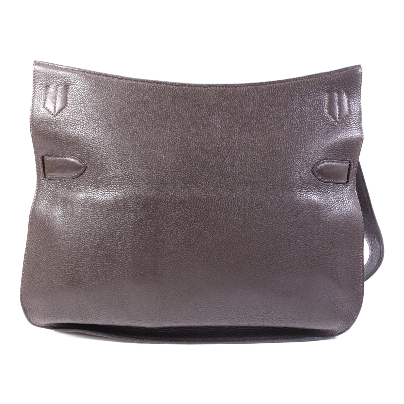 HERMES Clemence皮革Jypsiere 34銀扣肩背袋Brown