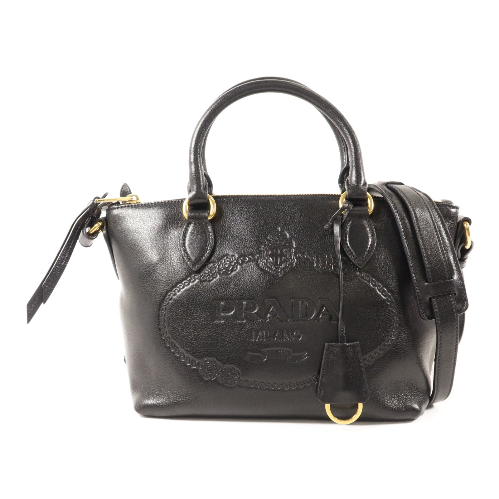 PRADA 牛皮皮革2 Way Shoulder金扣手挽肩背兩用袋