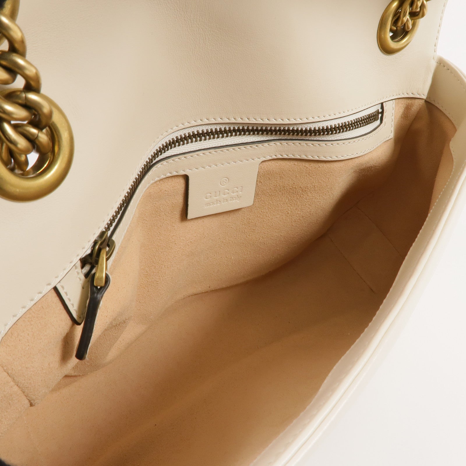 GUCCI 羊皮皮革GG Marmont金扣鏈帶肩背袋