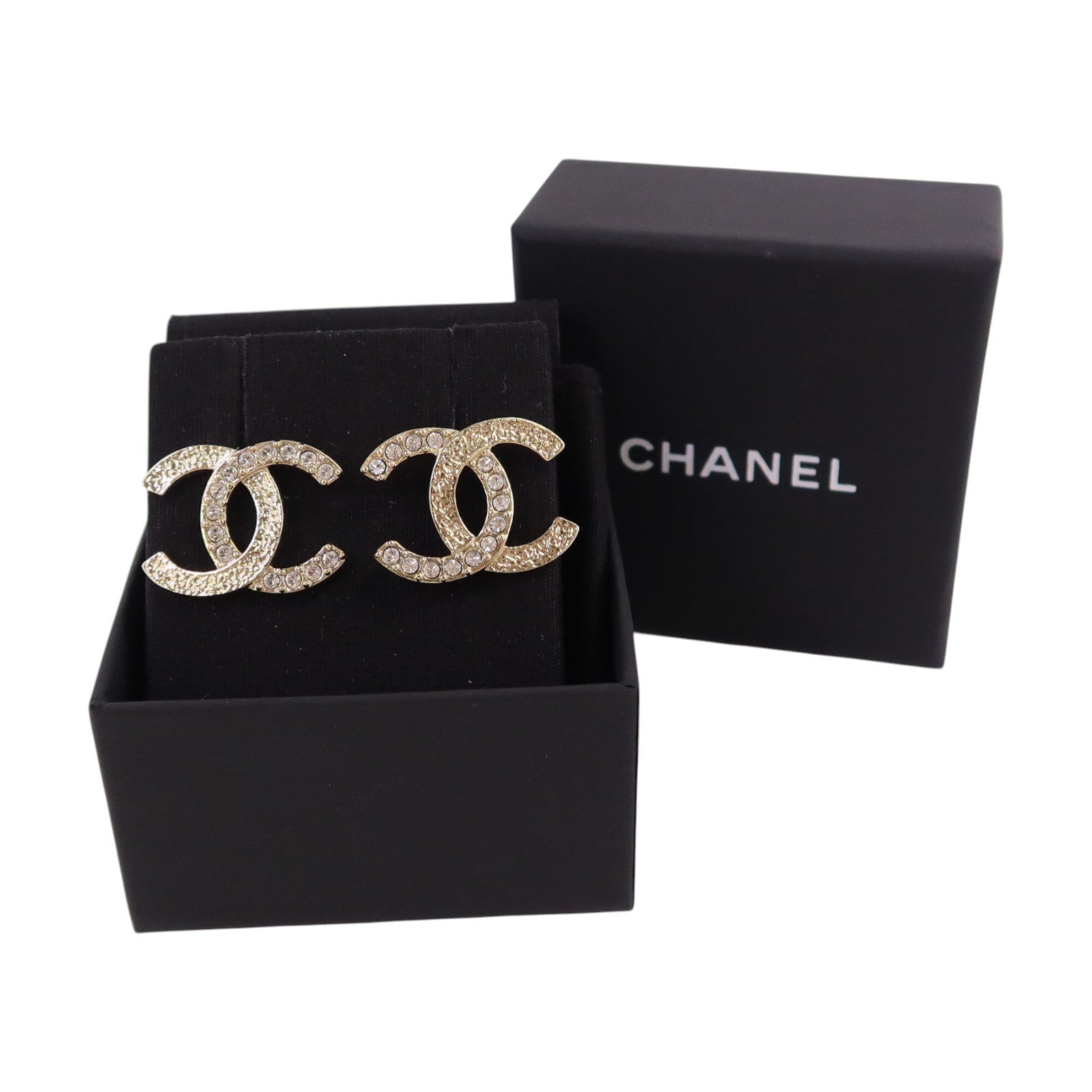 CHANEL 金屬/水鑽CC Earrings金扣耳環