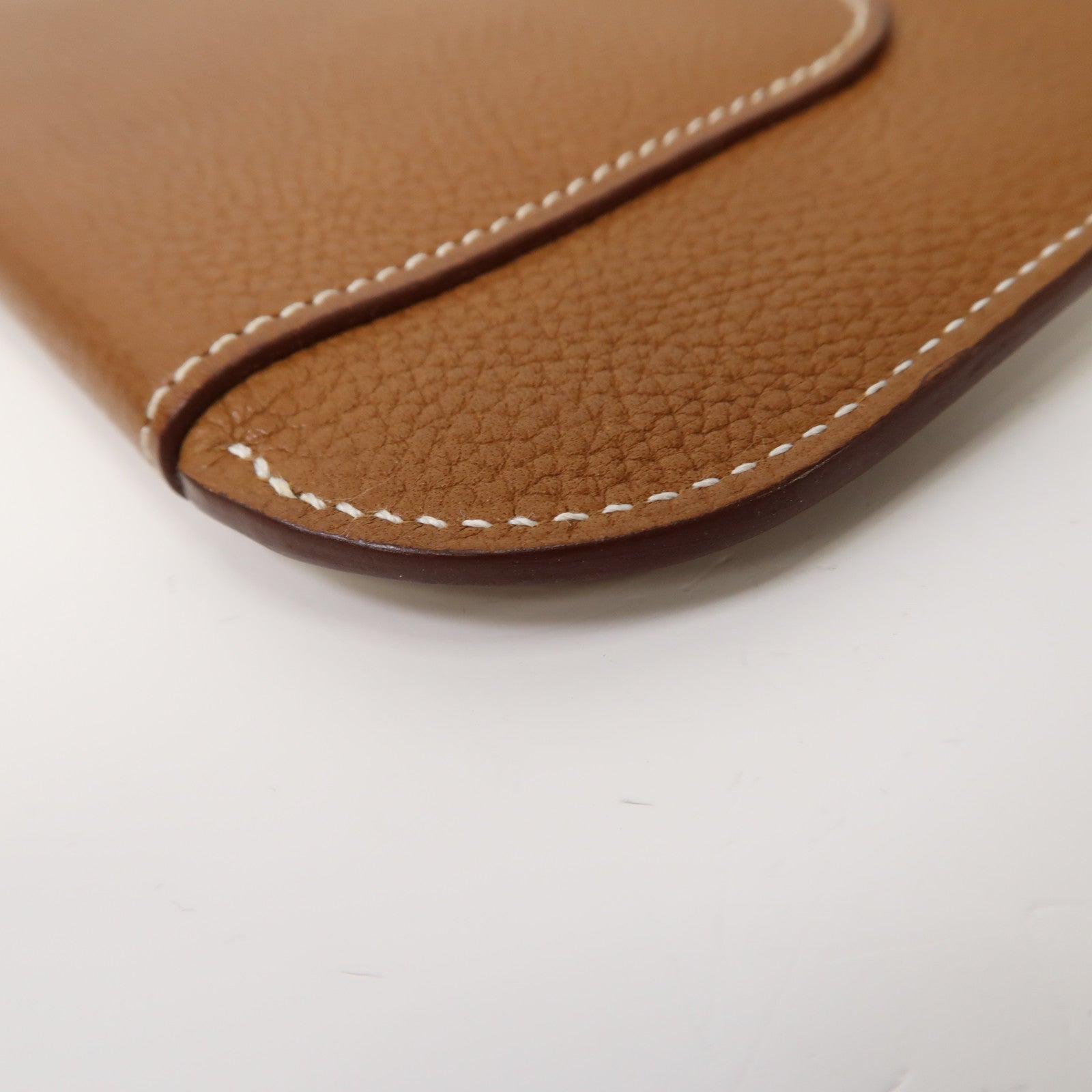 HERMES Evercolor皮革Strap GM Phone Case銀扣手機套經典駝色