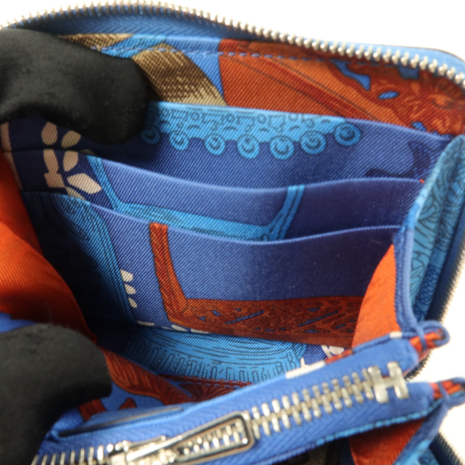 HERMES Epsom皮革Silk in Compact錢包Cobalt