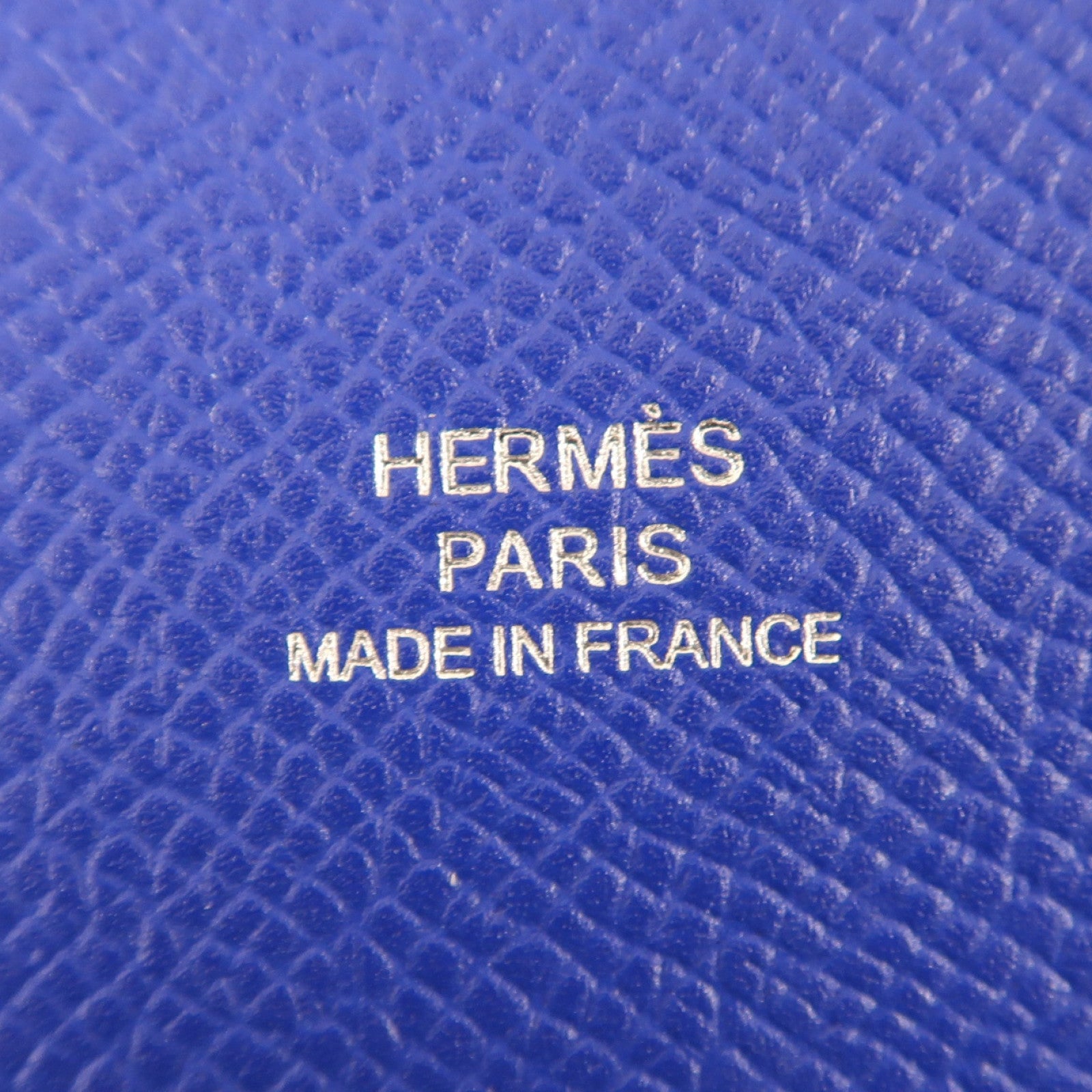 HERMES Epsom皮革Pochette Calvi MM銀扣手拿包藍色