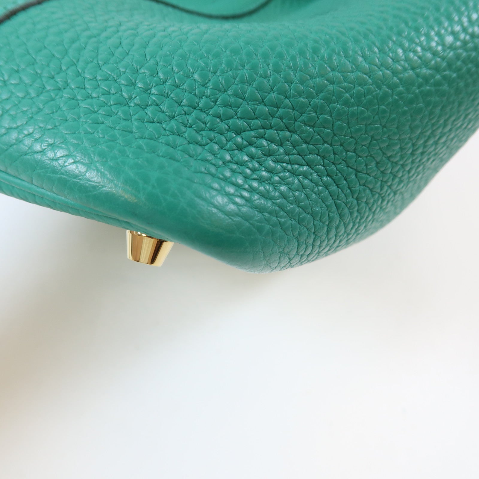HERMES Clemence皮革Picotin PM金扣手挽袋Vert Vertigo/綠色