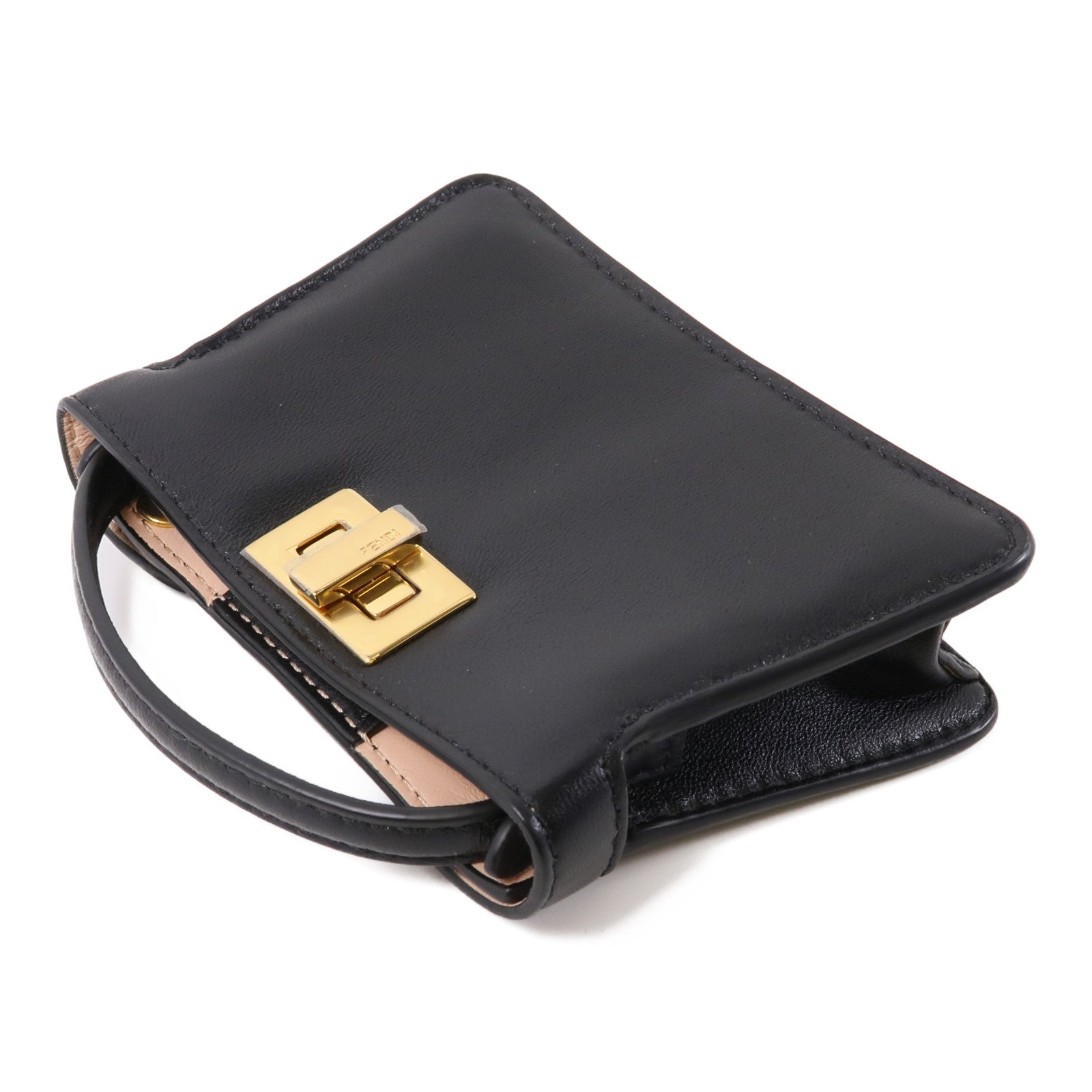 FENDI 皮革Peekaboo Bag Charm金扣掛飾黑色