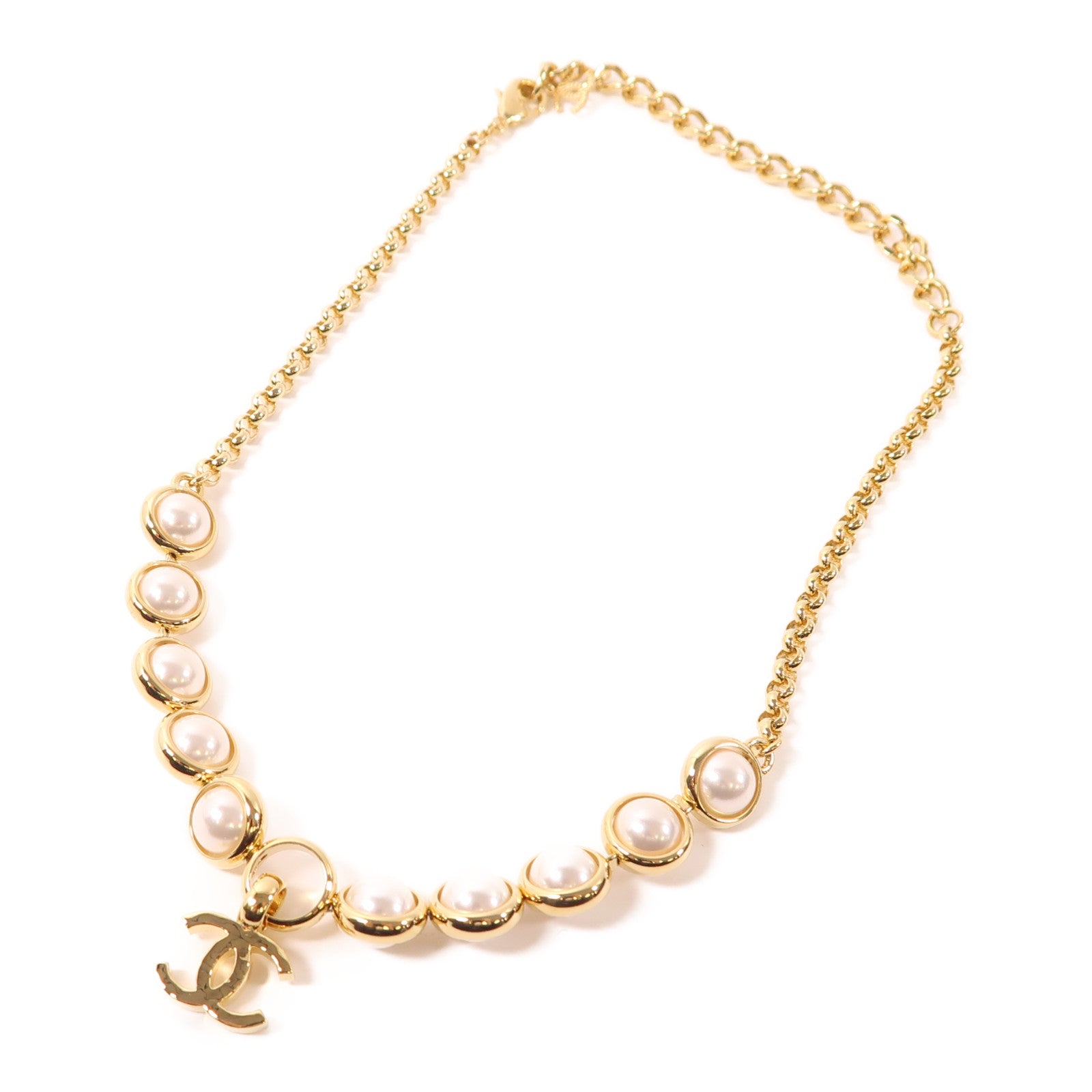 CHANEL 金屬Necklace項鍊金色/白色
