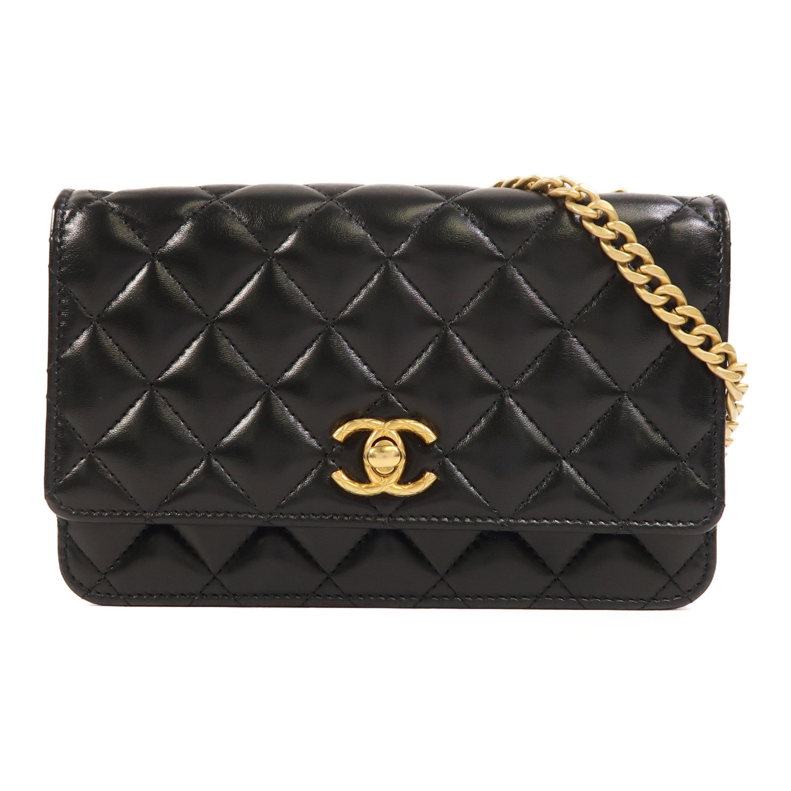 CHANEL 羊皮皮革WOC Wallet On Chain金扣鏈帶肩背袋