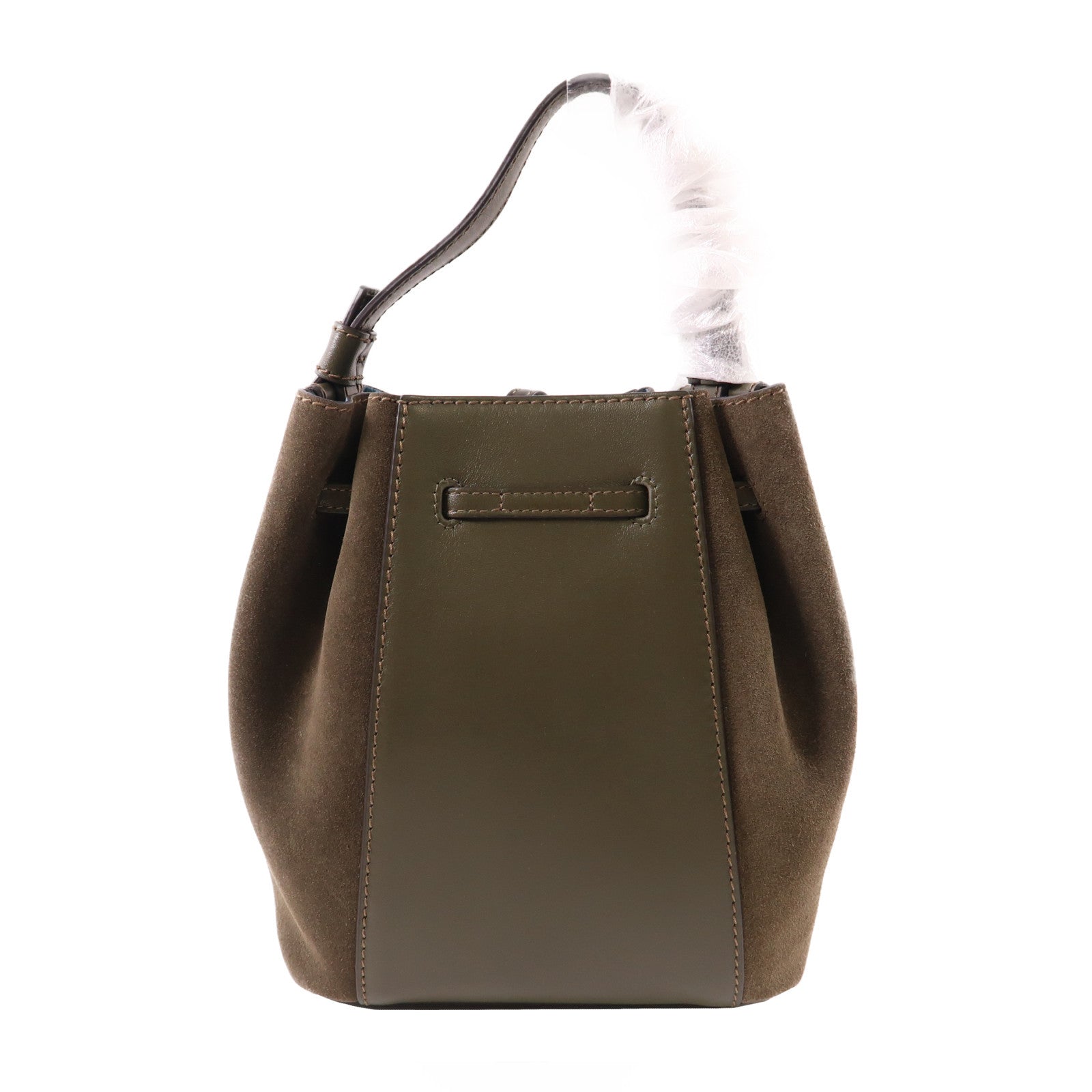 Furla 牛皮皮革Bucket Bag銀扣手挽肩背兩用袋綠色