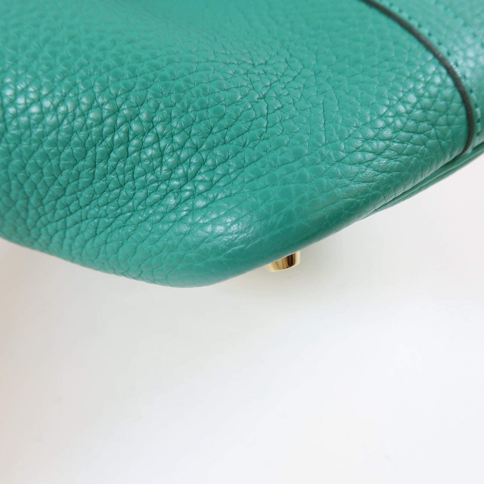 HERMES Clemence皮革Picotin PM金扣手挽袋Vert Vertigo/綠色