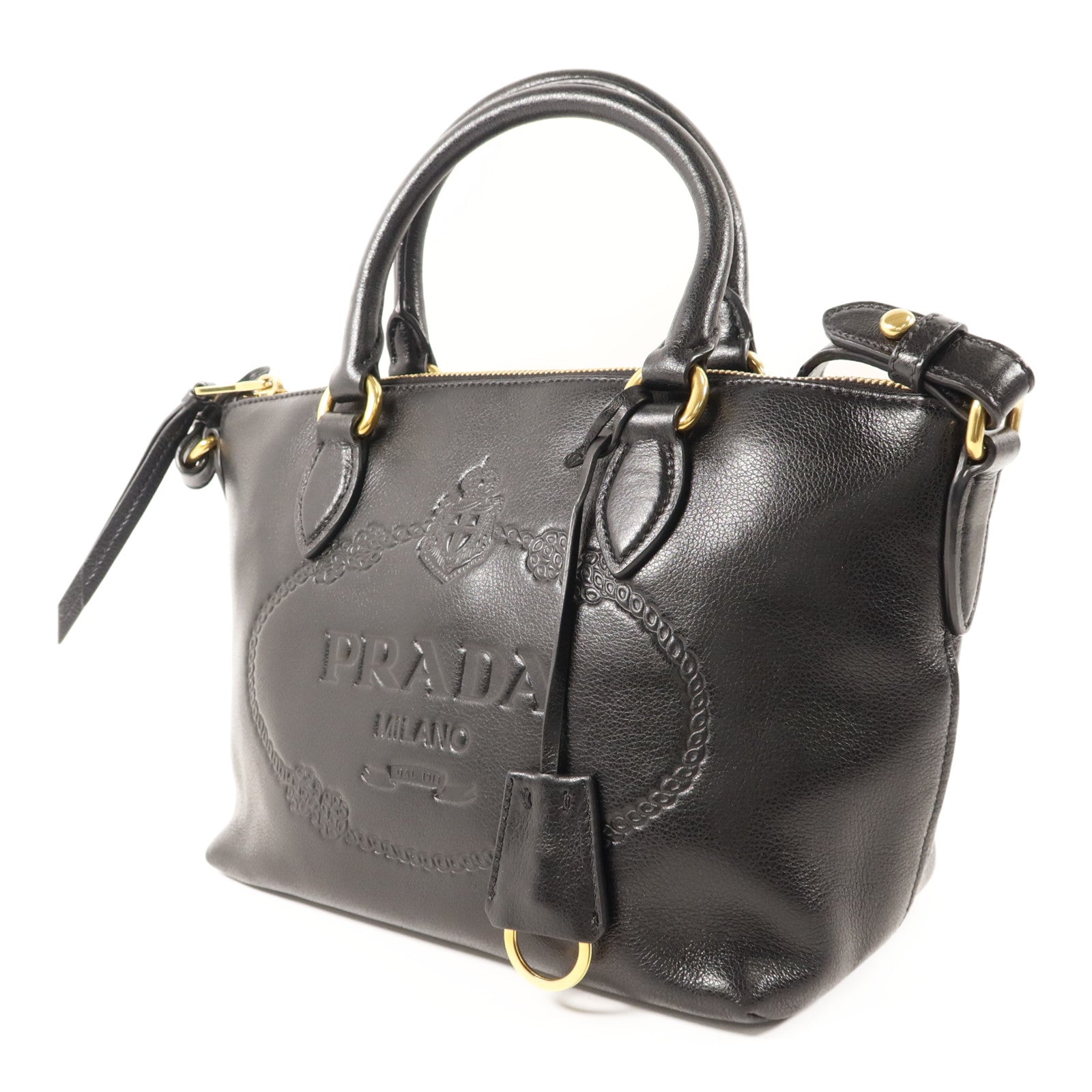 PRADA 牛皮皮革2 Way Shoulder金扣手挽肩背兩用袋