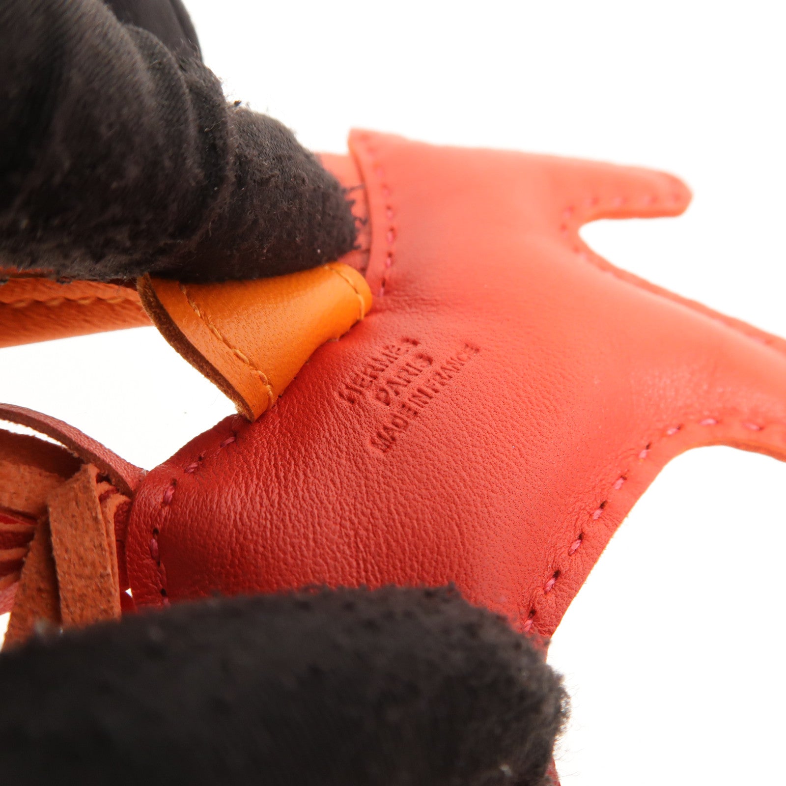 HERMES Milo/Swift皮革Rodeo PM掛飾Rouge Casaque/Orange