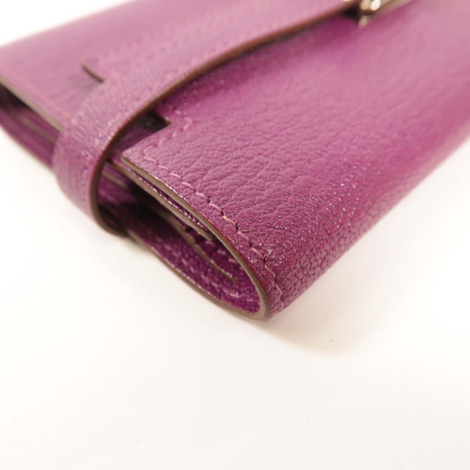 HERMES PHW Kelly Depliant Wallet Chevre Leather Anemone