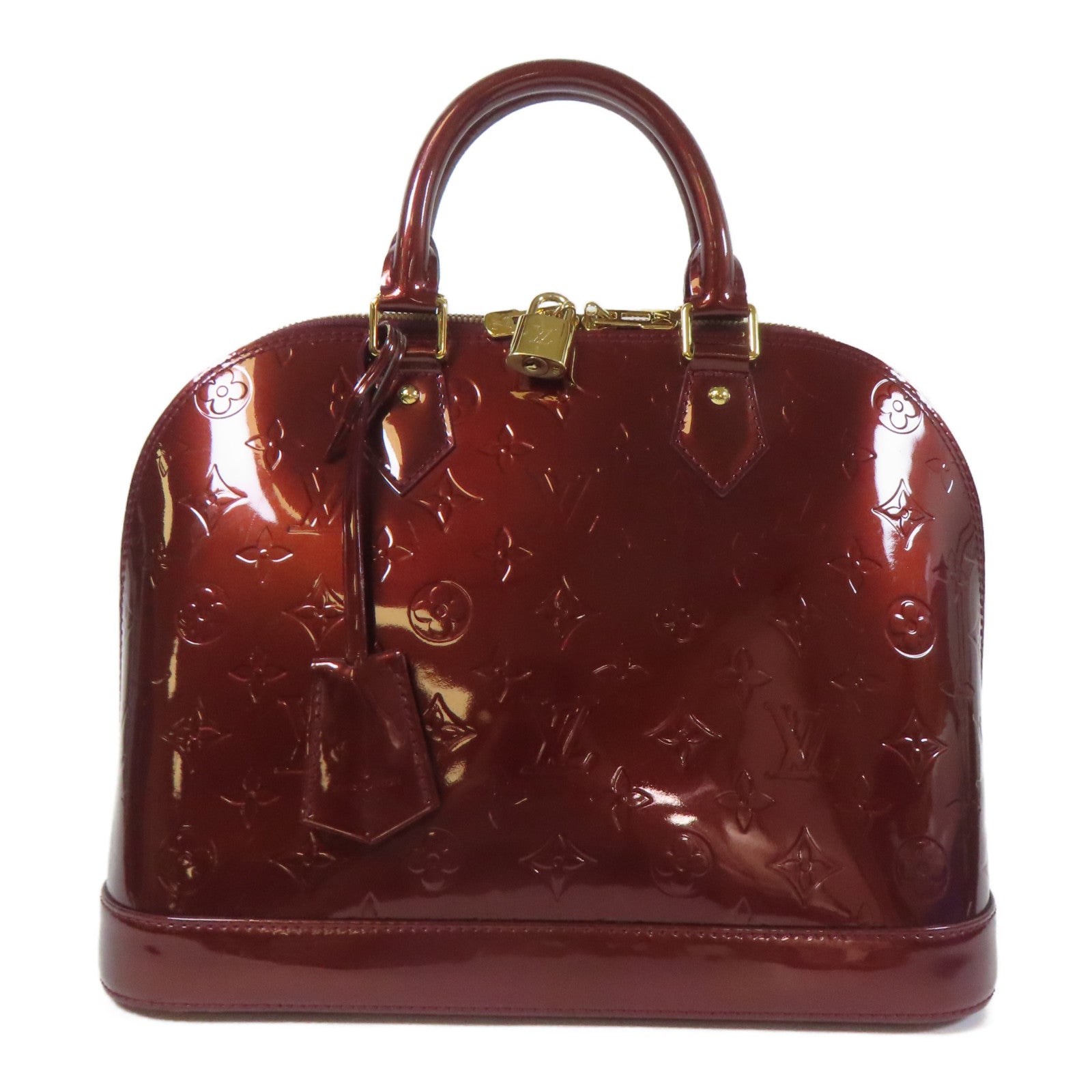 LOUIS VUITTON Vernis Alma PM金扣手挽袋深紅色