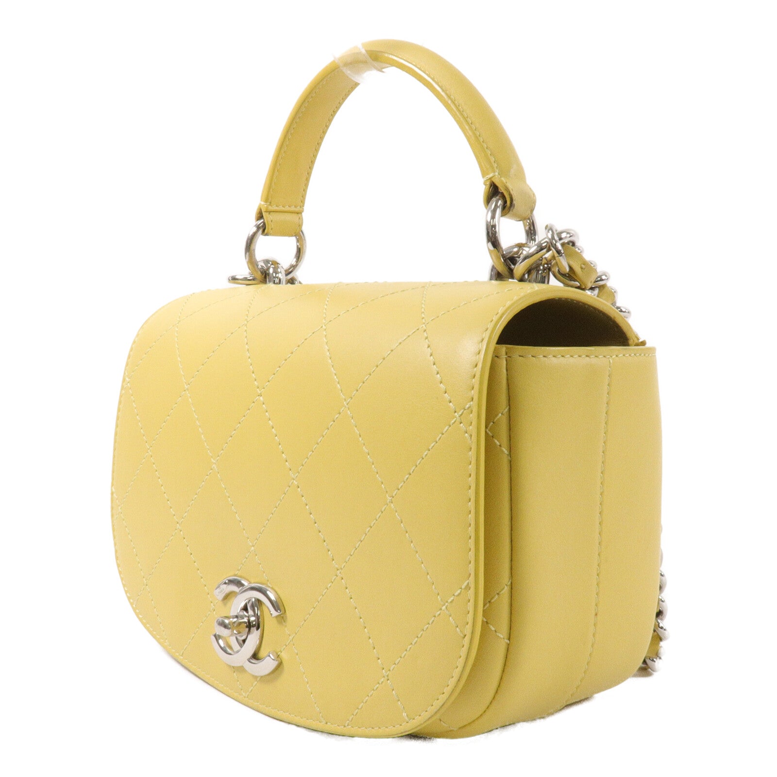 CHANEL 牛皮皮革Top Handle Flap Bag鏈帶手挽肩背兩用袋