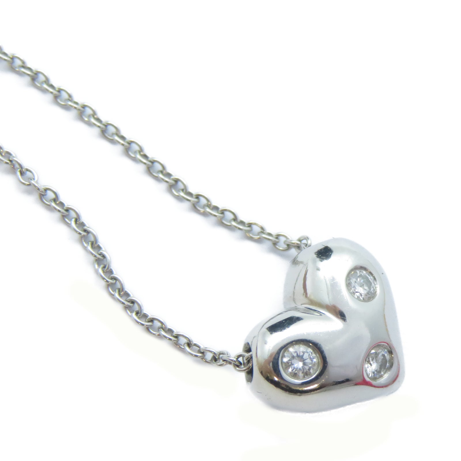 TIFFANY＆CO PT950鉑金3P Diamond Heart Necklace鑽石項鍊