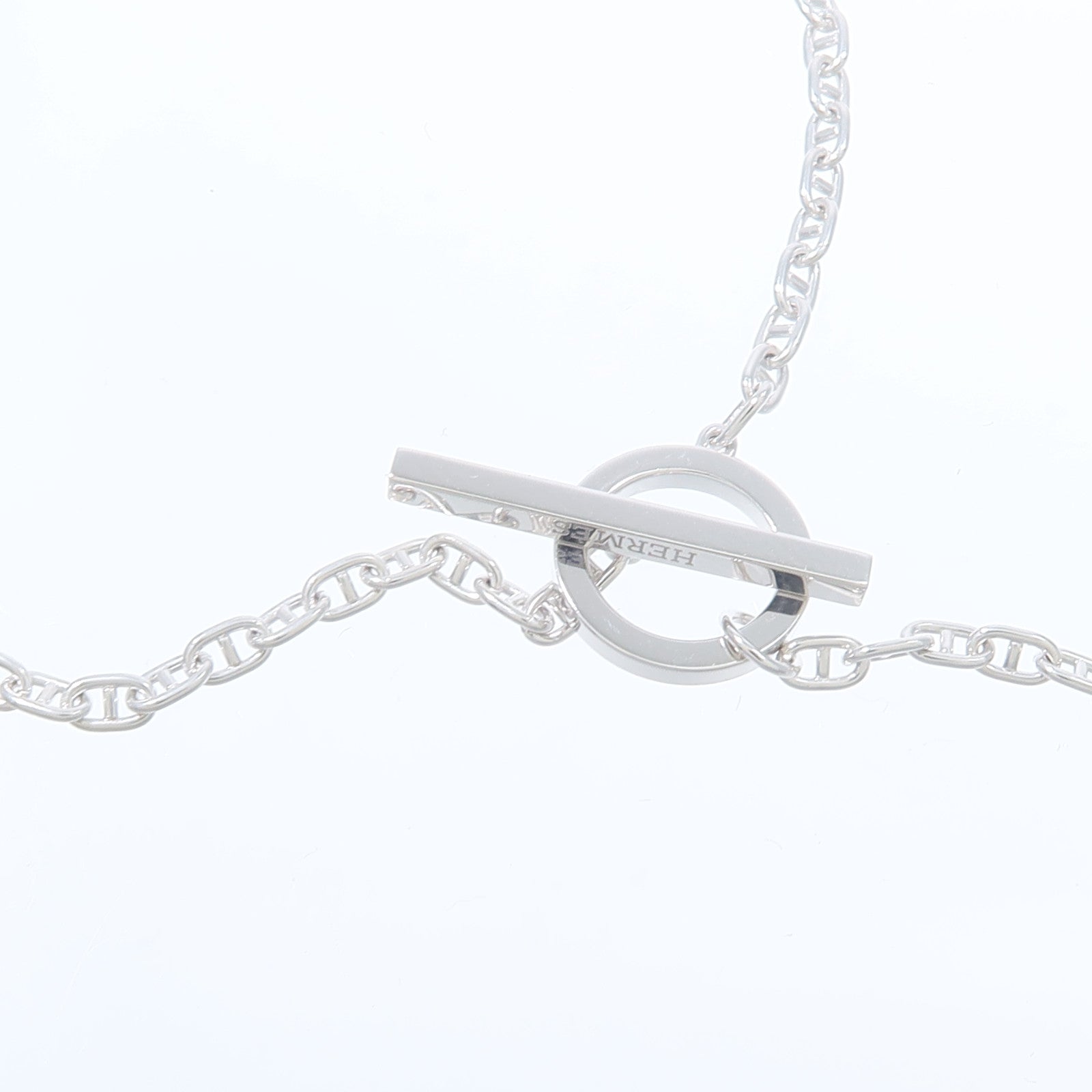 HERMES 18K白金Chaine d'ancre Contour Pendant GM鑽石項鍊