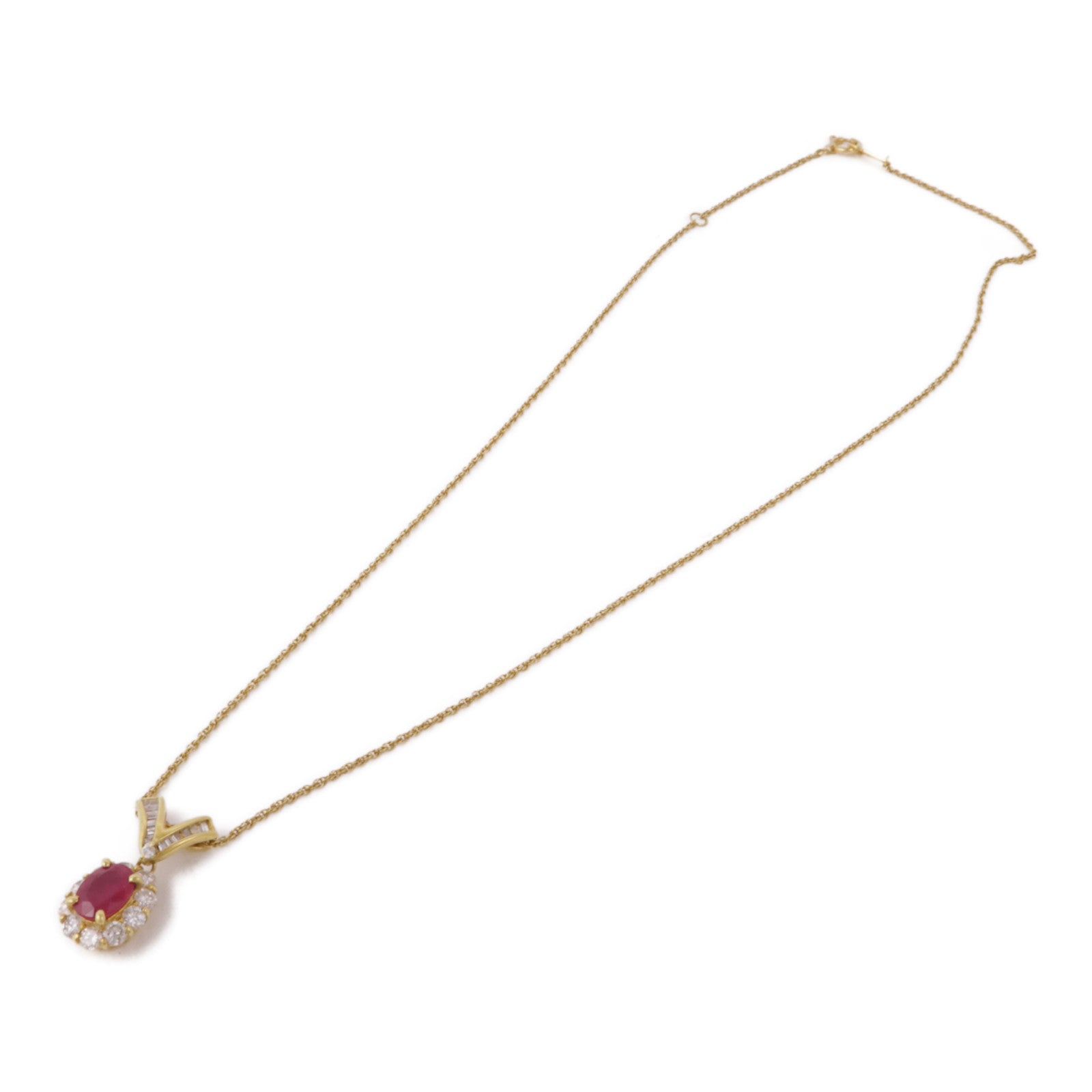 JEWELRY Ruby Diamond Necklace 18K Yellow Gold