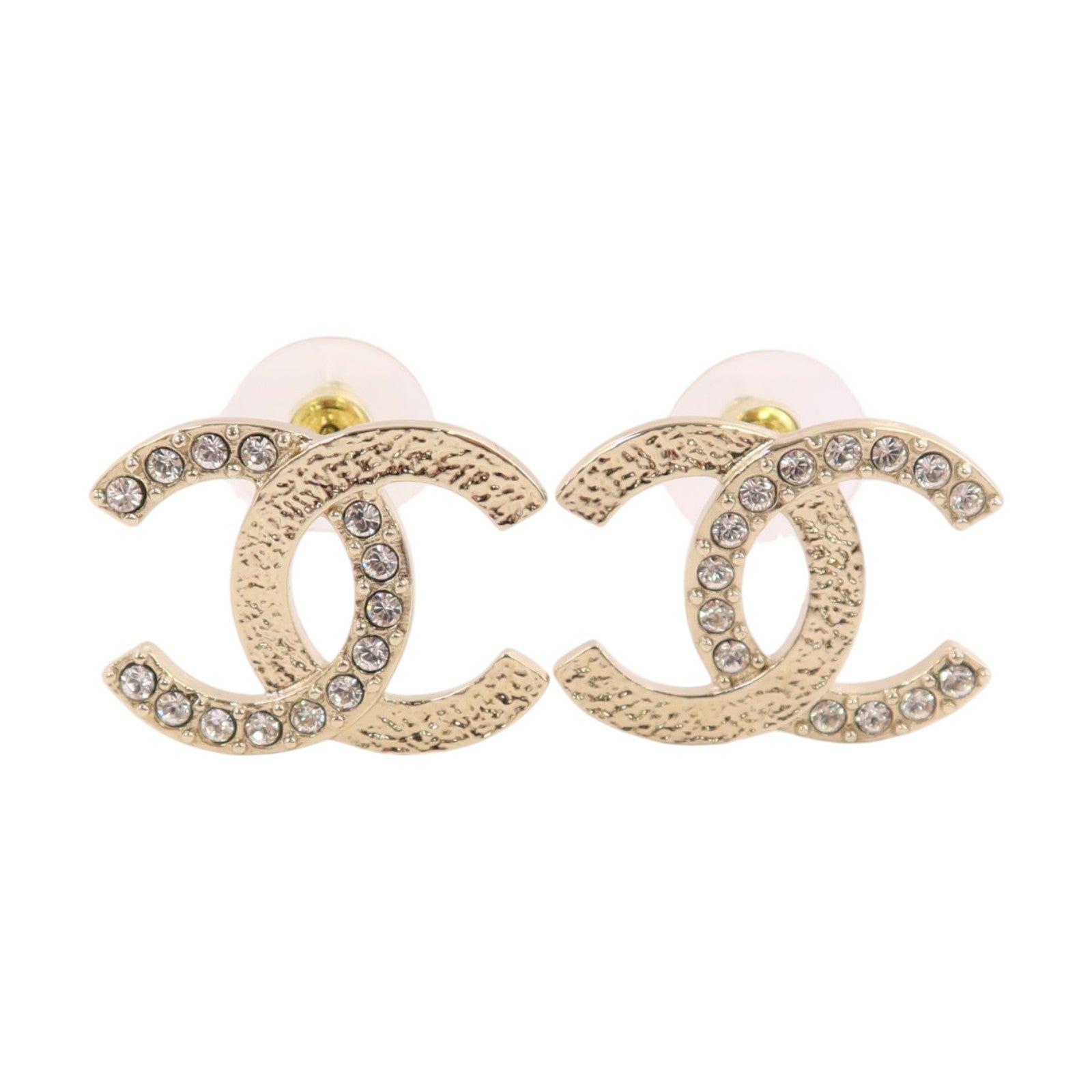 CHANEL 金屬/水鑽CC Earrings金扣耳環