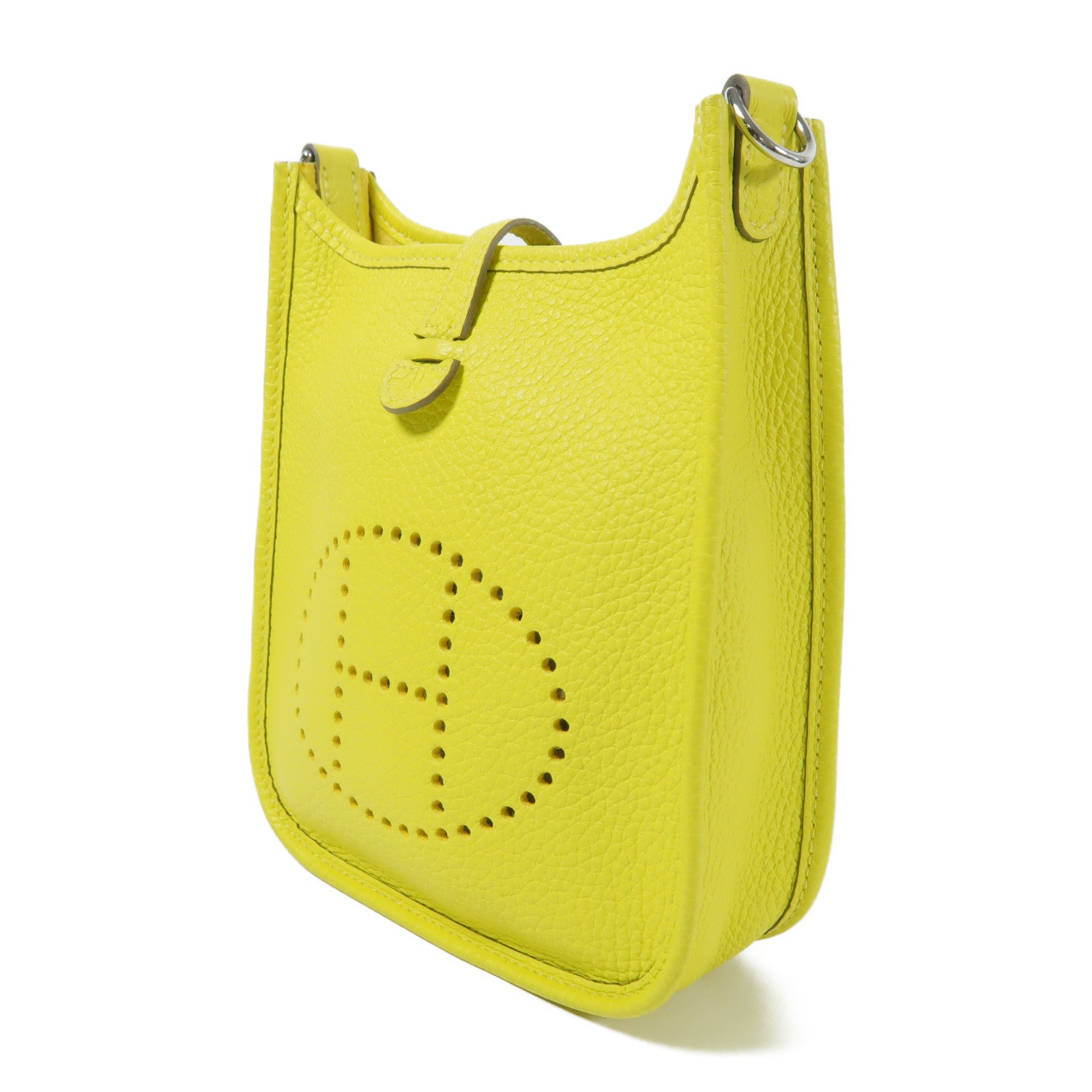 HERMES Clemence皮革Evelyne TPM銀扣肩背袋Lime