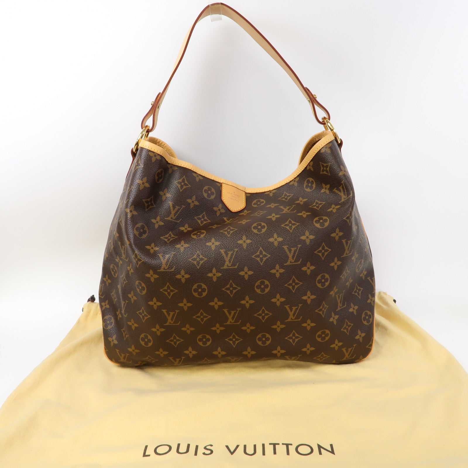 LOUIS VUITTON Monogram Delightful MM金扣肩背袋啡色