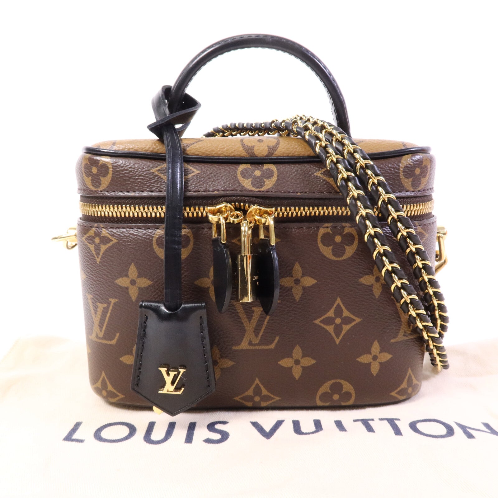 LOUIS VUITTON Monogram Reverse Vanity PM金扣手挽肩背兩用袋