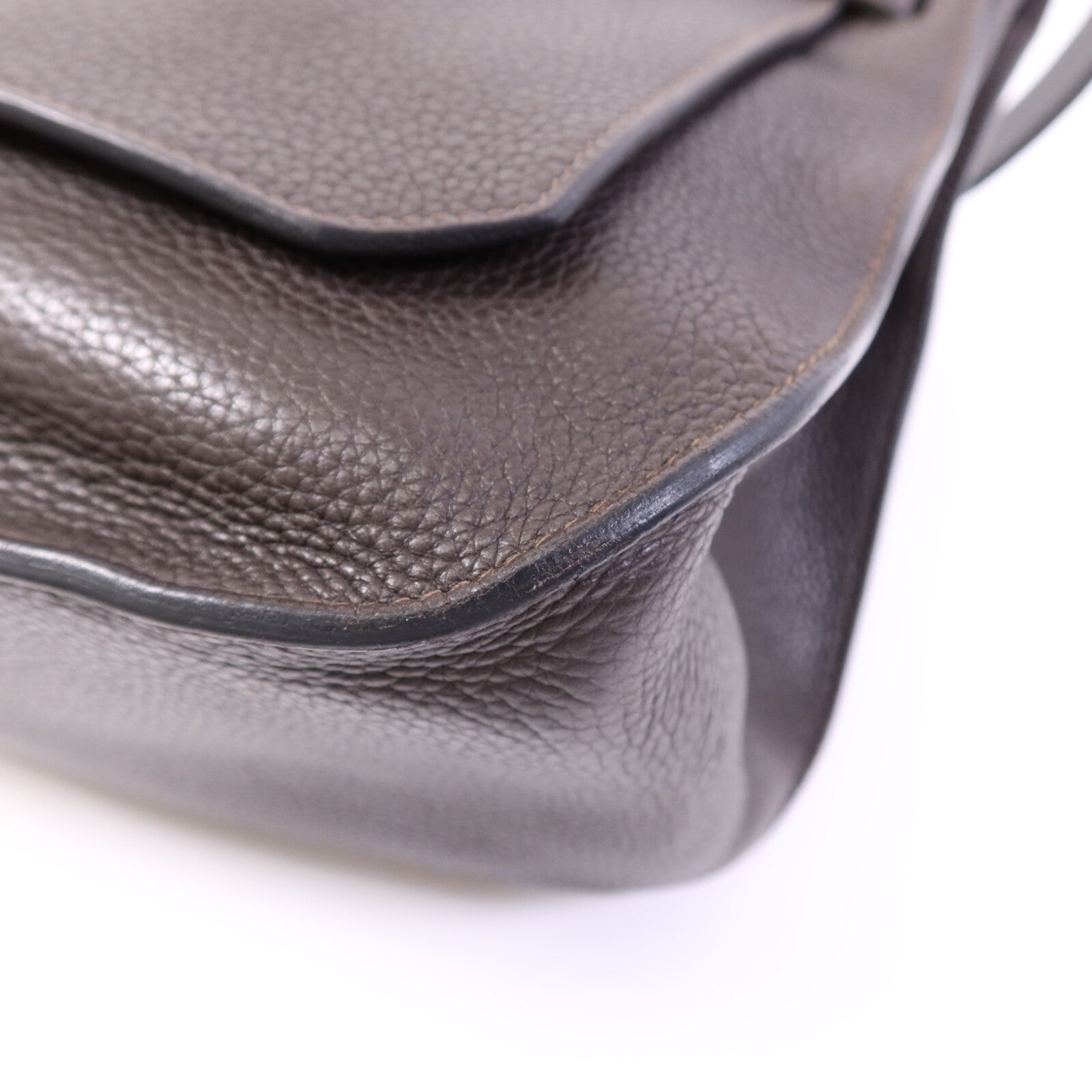 HERMES Clemence皮革Jypsiere 34銀扣肩背袋Brown