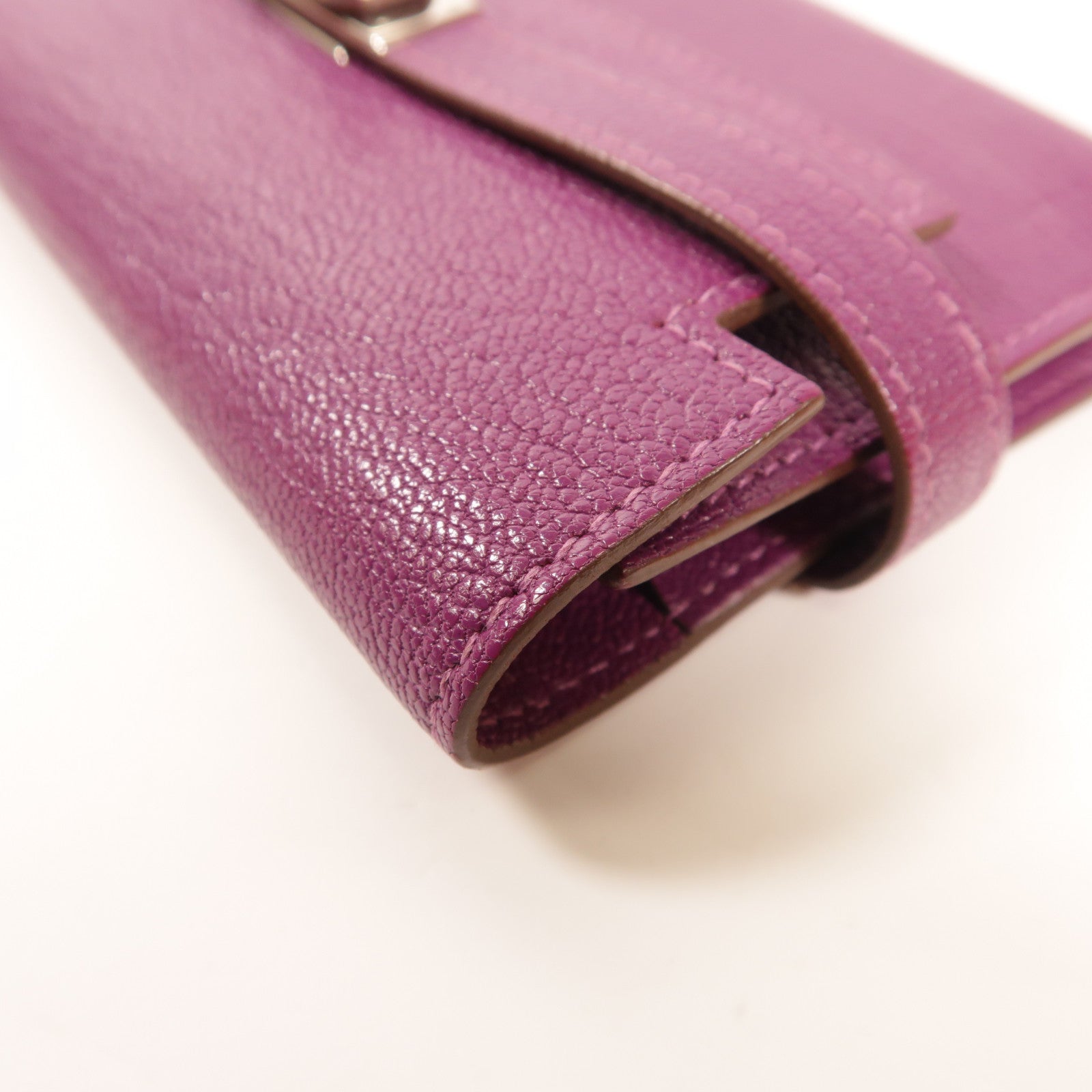 HERMES Chevre皮革Kelly Depliant Wallet銀扣錢包Anemone