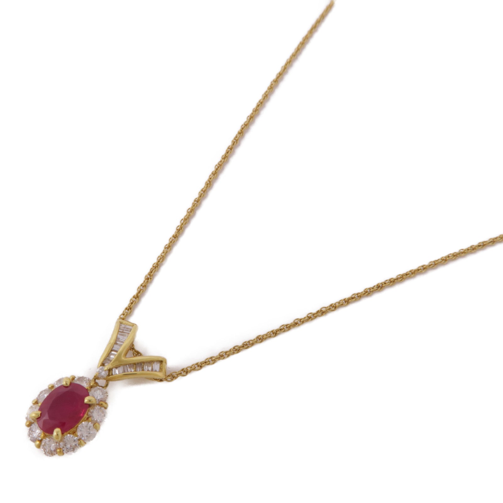 JEWELRY Ruby Diamond Necklace 18K Yellow Gold