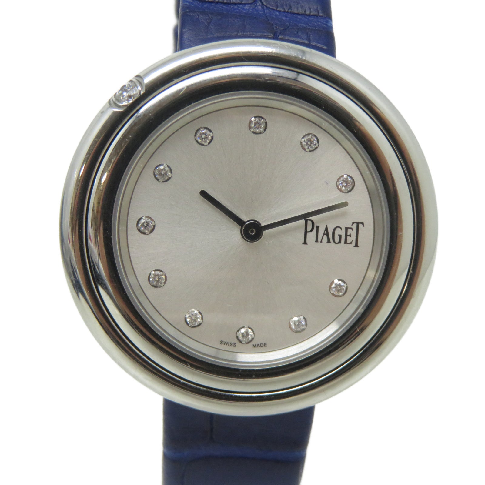 PIAGET Possession Watch不鏽鋼/鱷魚皮革帶手錶石英機芯銀色