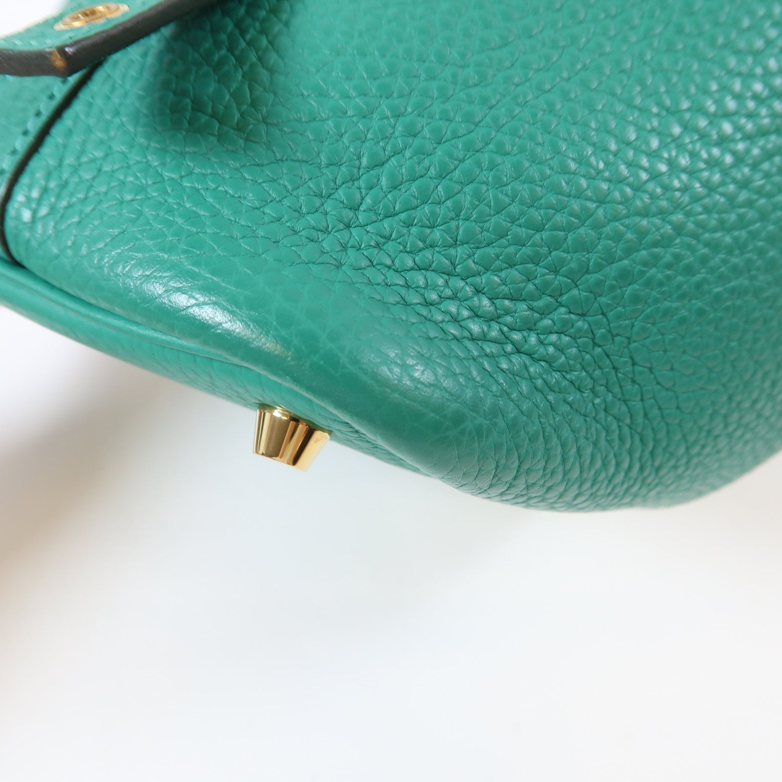 HERMES Clemence皮革Picotin PM金扣手挽袋Vert Vertigo/綠色