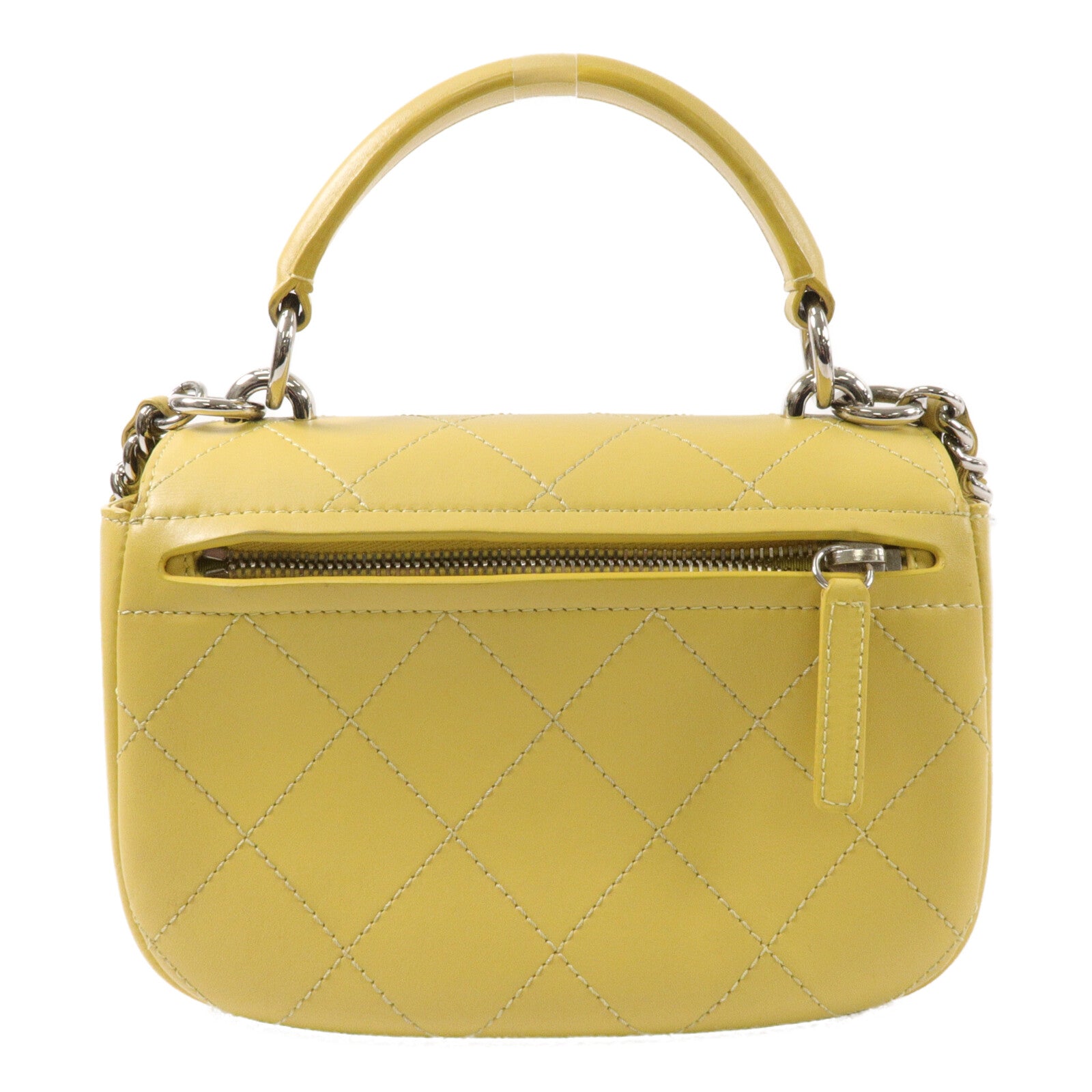 CHANEL 牛皮皮革Top Handle Flap Bag鏈帶手挽肩背兩用袋