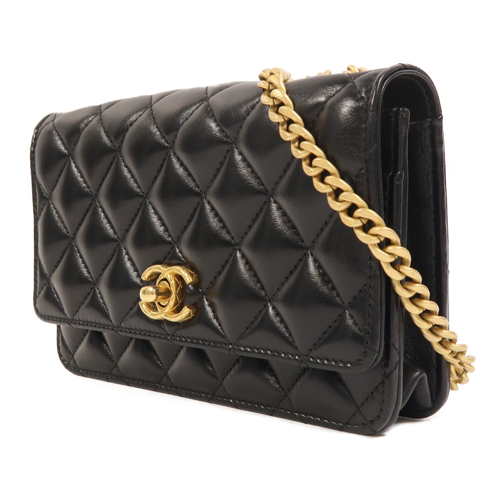 CHANEL 羊皮皮革WOC Wallet On Chain金扣鏈帶肩背袋