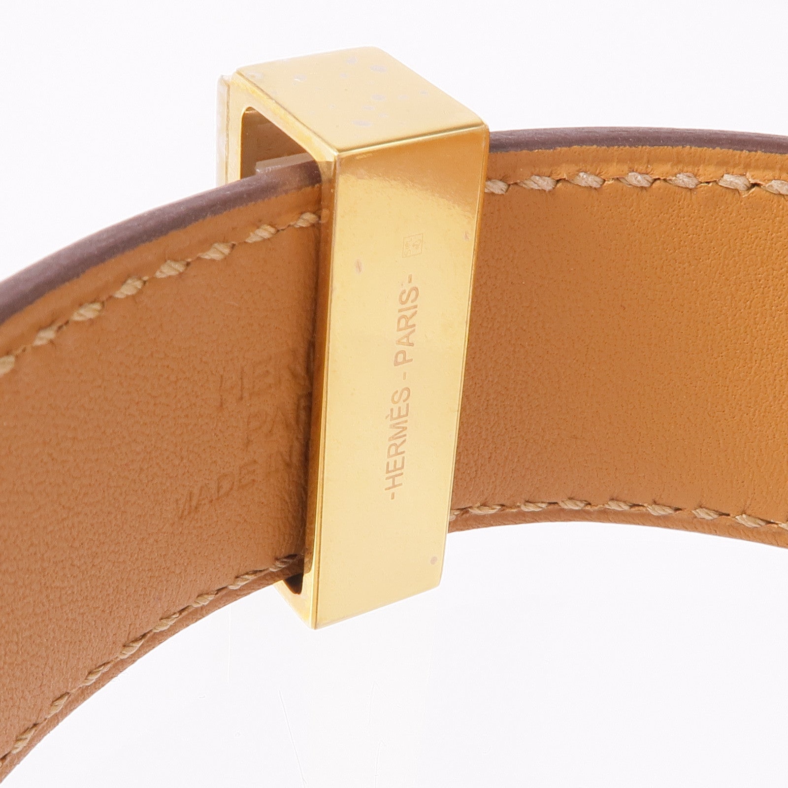 HERMES Swift皮革Collier De Chien 24 Bracelet金扣手帶Etoupe