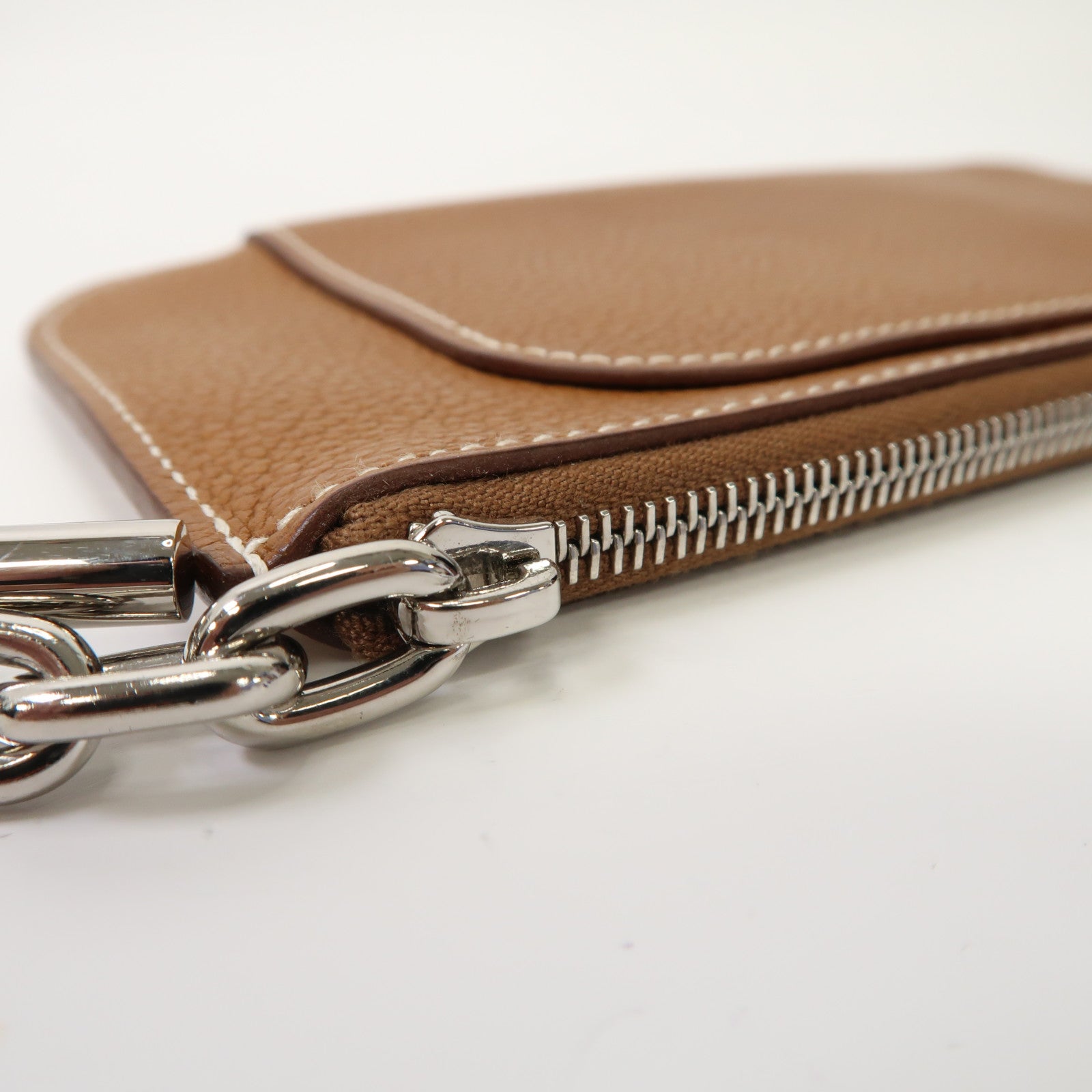 HERMES Evercolor皮革Strap GM Phone Case銀扣手機套經典駝色