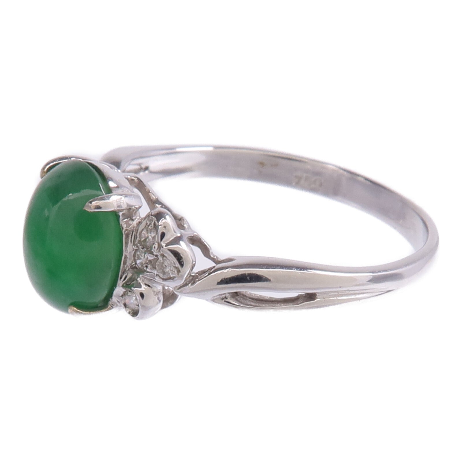 JEWELRY 【激減優惠】18K白金Jade Diamond Ring翡翠/鑽石戒指US#6.5