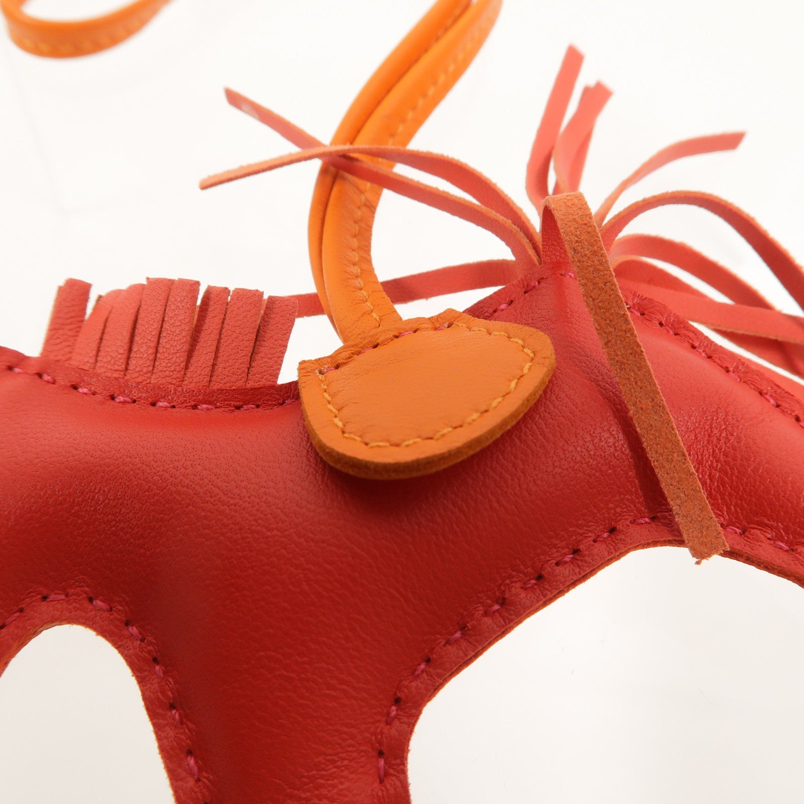 HERMES Milo/Swift皮革Rodeo PM掛飾Rouge Casaque/Orange