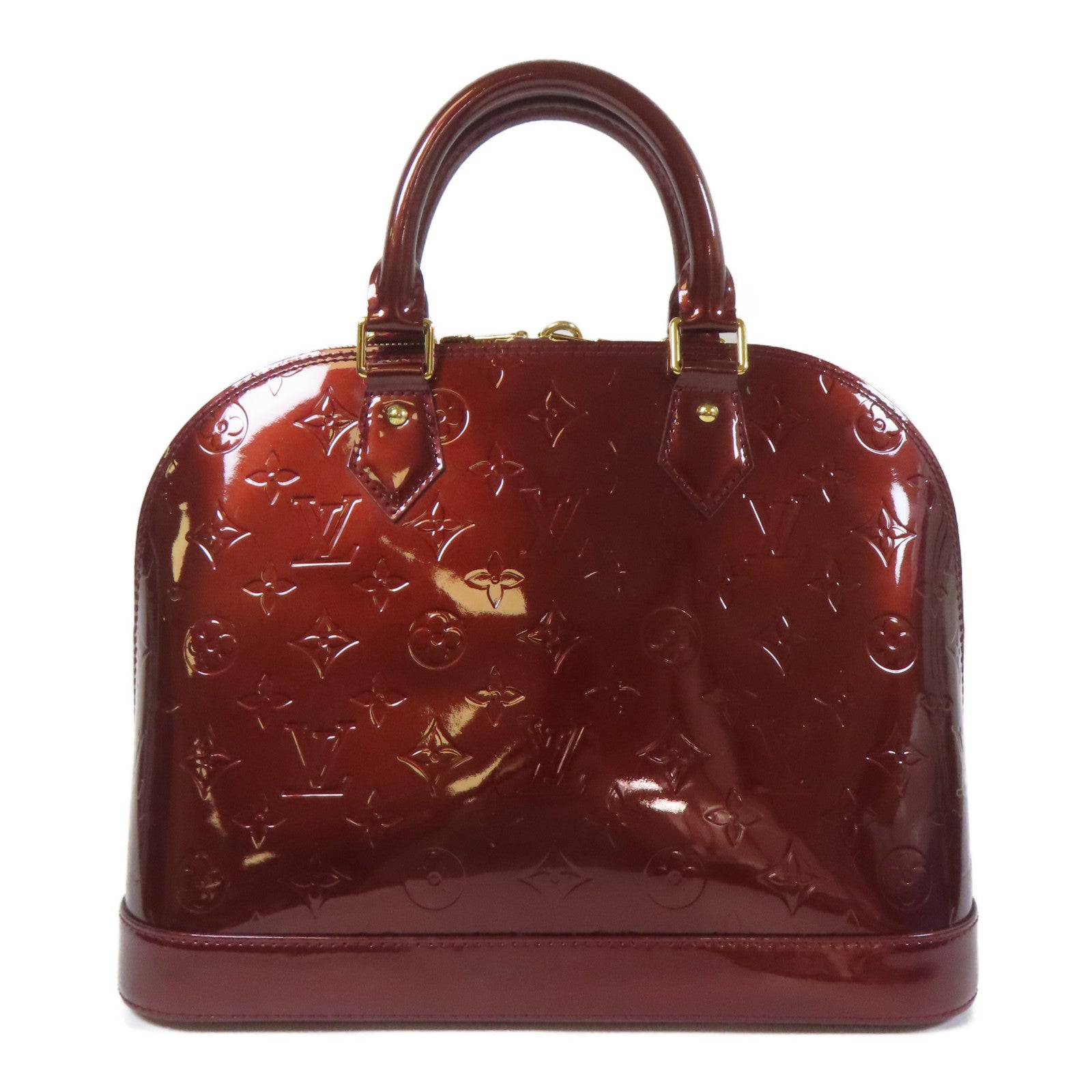 LOUIS VUITTON Vernis Alma PM金扣手挽袋深紅色