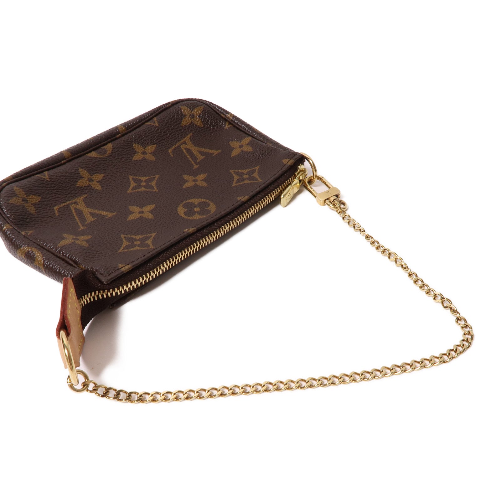 LOUIS VUITTON 【激減優惠】Monogram Pochette Accessories金扣手挽袋啡色