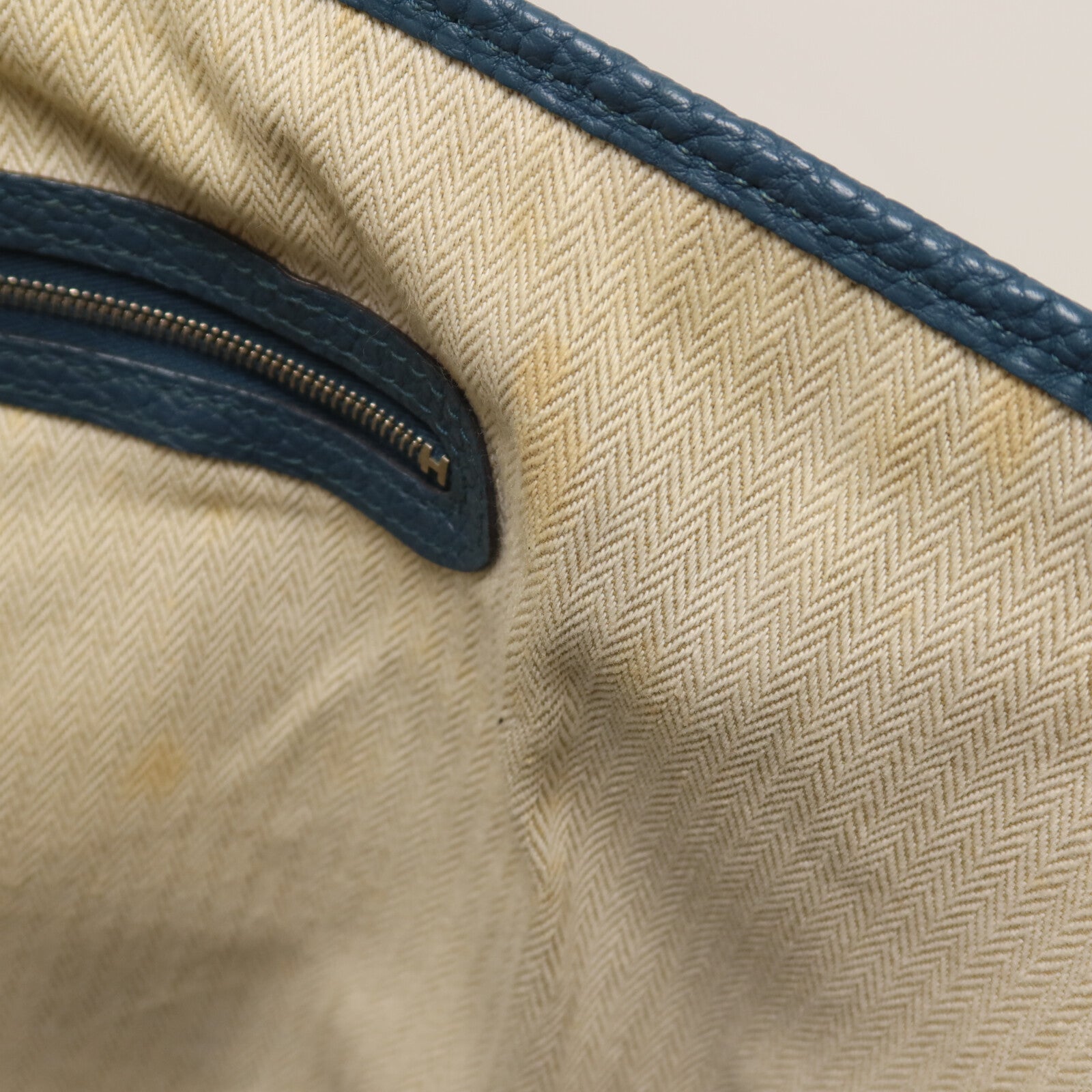 HERMES Clemence皮革Garden Party PM手挽袋Bleu Tempete