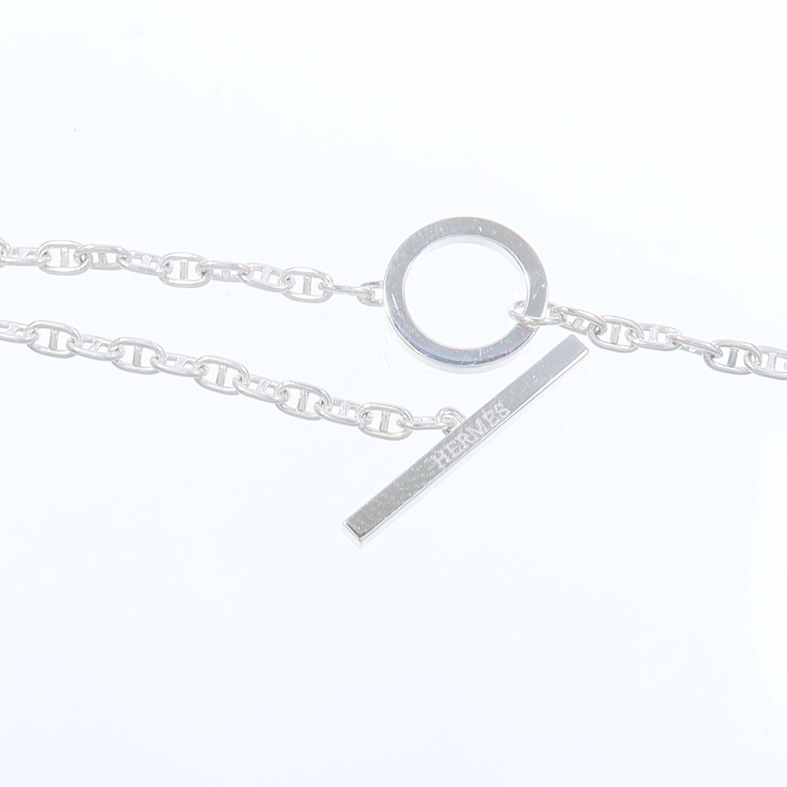 HERMES 18K白金Chaine d'ancre Contour Pendant GM鑽石項鍊